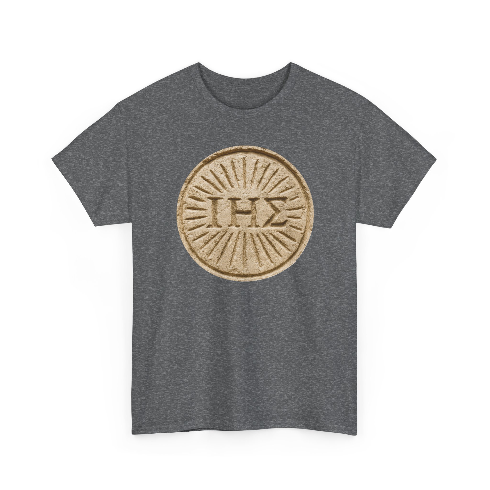 ΙΗΣ (IHS) Greek Christogram Sunburst | Christian Faith Symbol Shirt / Print on Heavy Cotton Tee - Image 12