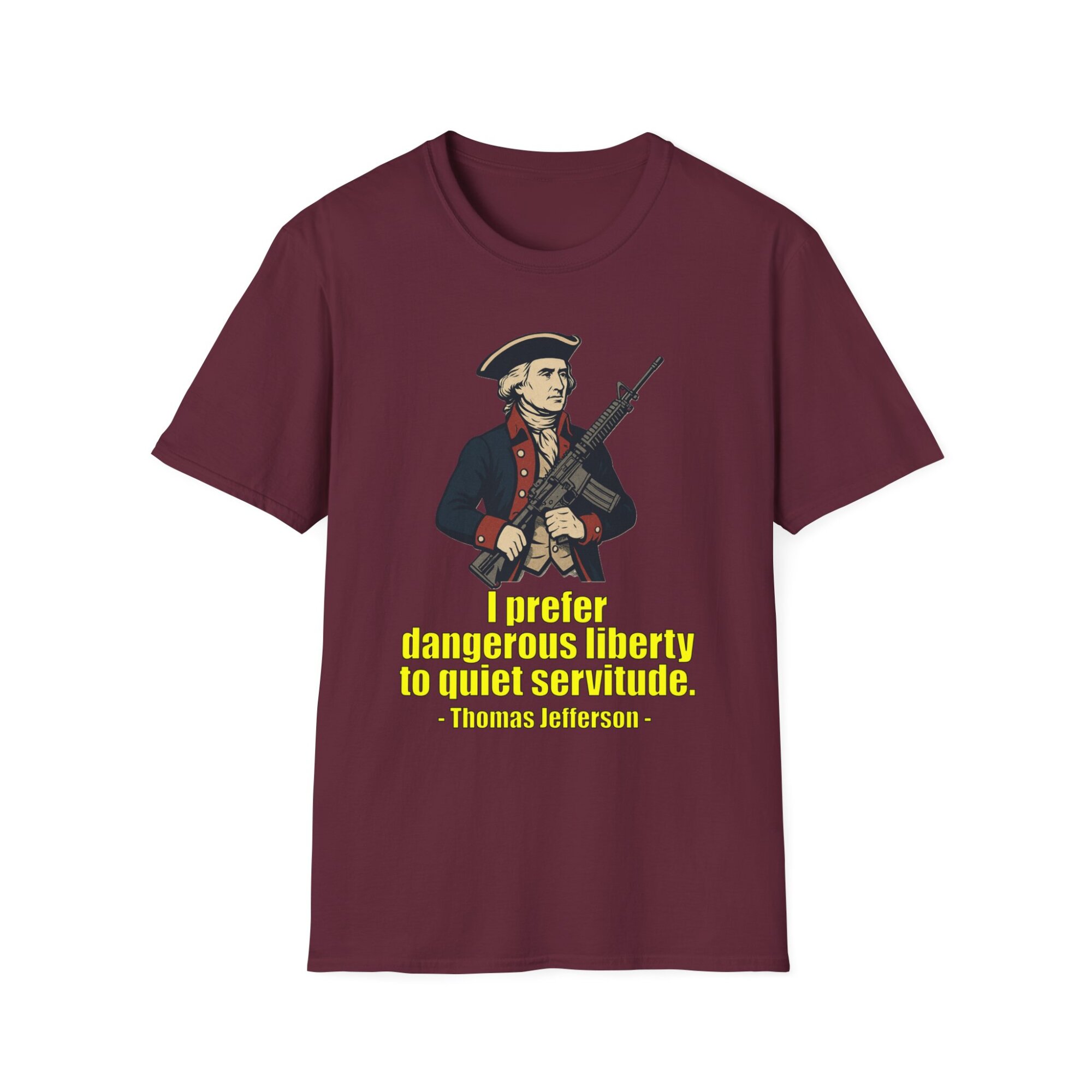 “Dangerous Liberty” Thomas Jefferson Quote T-Shirt – Revolutionary War Style with Modern AR-15 – Patriotic Graphic Tee - Image 15