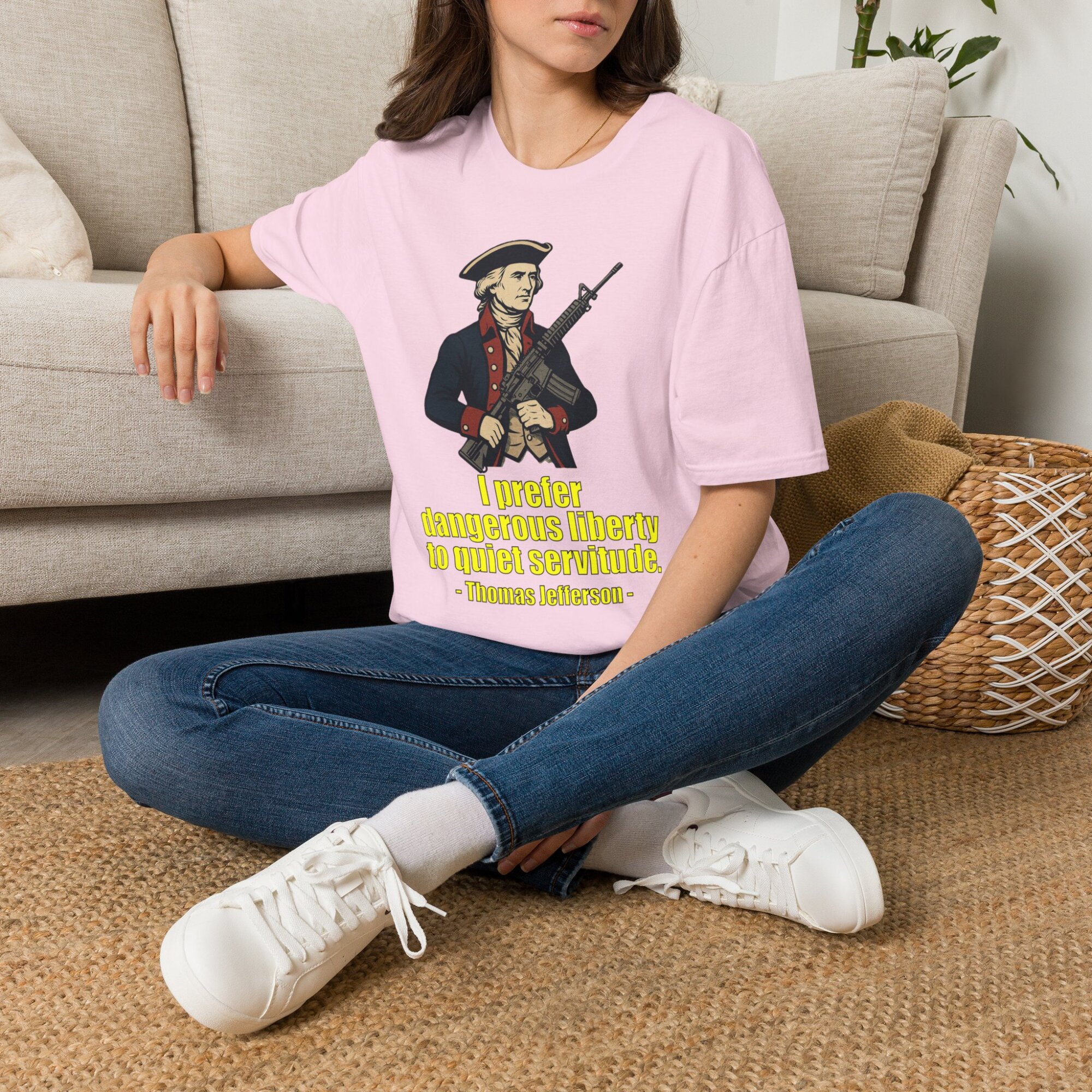 “Dangerous Liberty” Thomas Jefferson Quote T-Shirt – Revolutionary War Style with Modern AR-15 – Patriotic Graphic Tee - Image 30