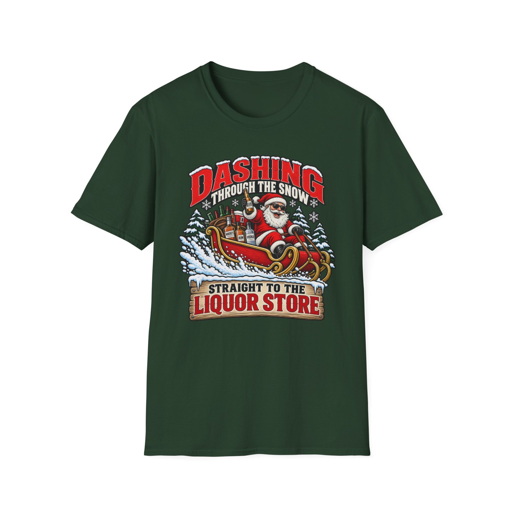 Dashing Through the Snow Santa Liquor Store T-Shirt S002 - Image 4
