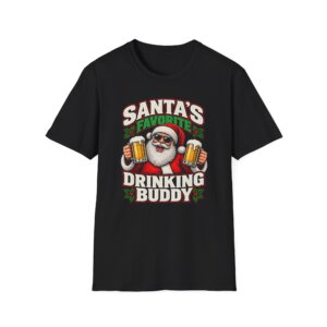 Santa's Favorite Drinking Buddy T-Shirt | Christmas Santa Design S003