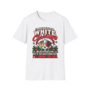 White Christmas Red Wine Typography T-Shirt S001