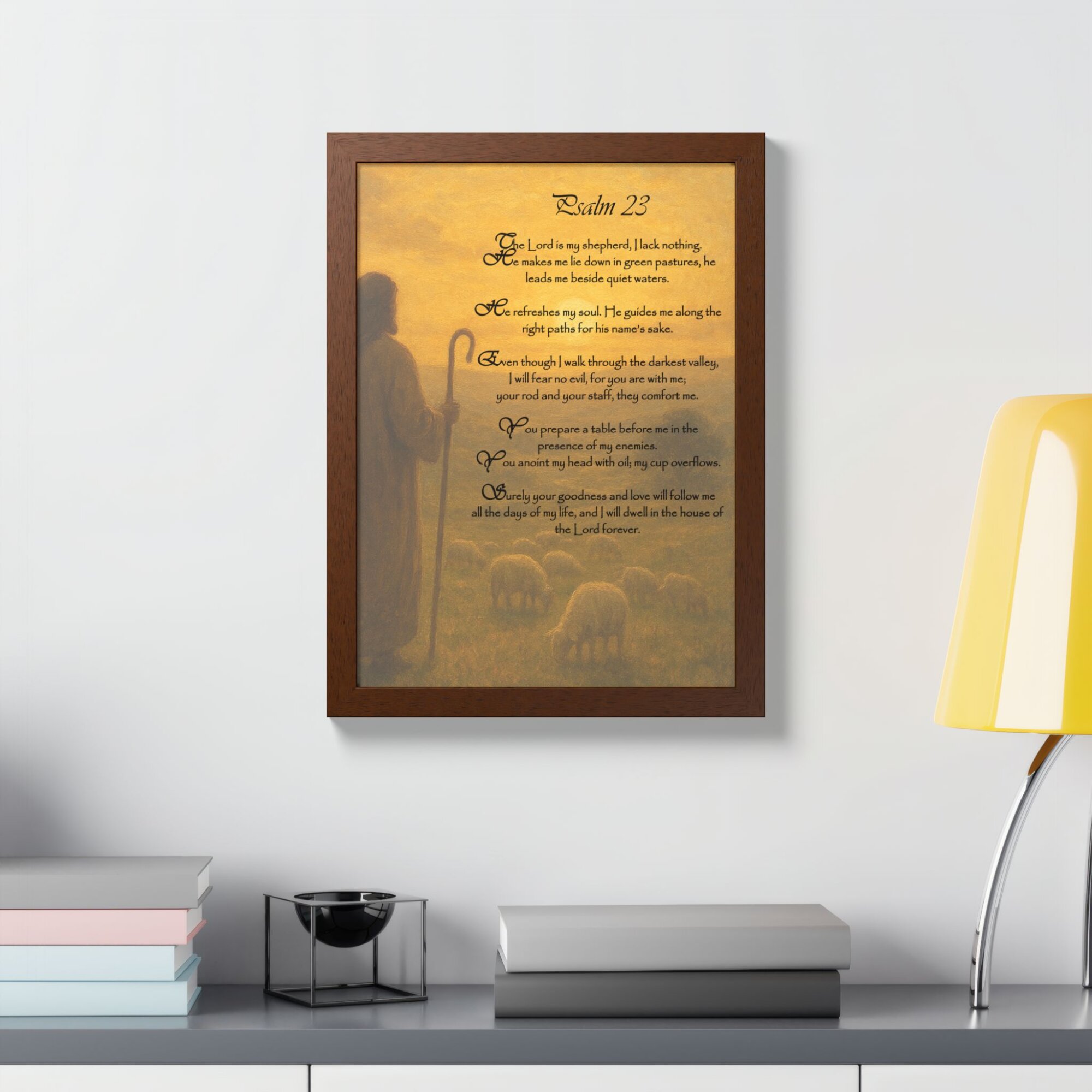 Psalm 23 Wall Art - Christian Shepherd Poster, Scripture Print, Inspirational Bible Verse Decor - Framed Poster, Multi-Color - Image 15