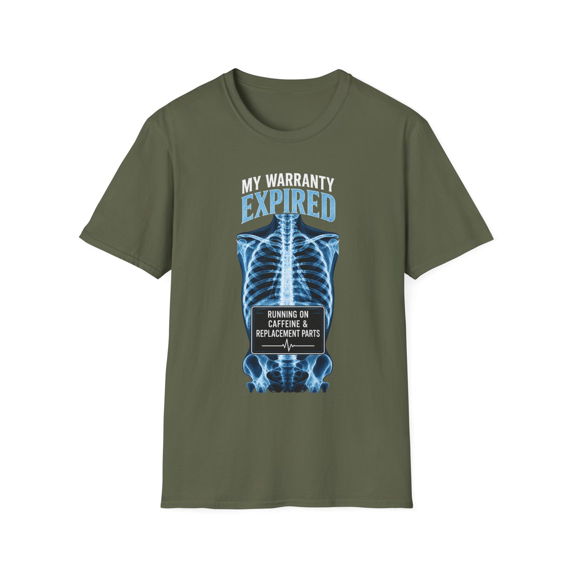 Expired Warranty X-Ray Skeleton T-Shirt | Caffeine Replacement Parts D004 - Image 3
