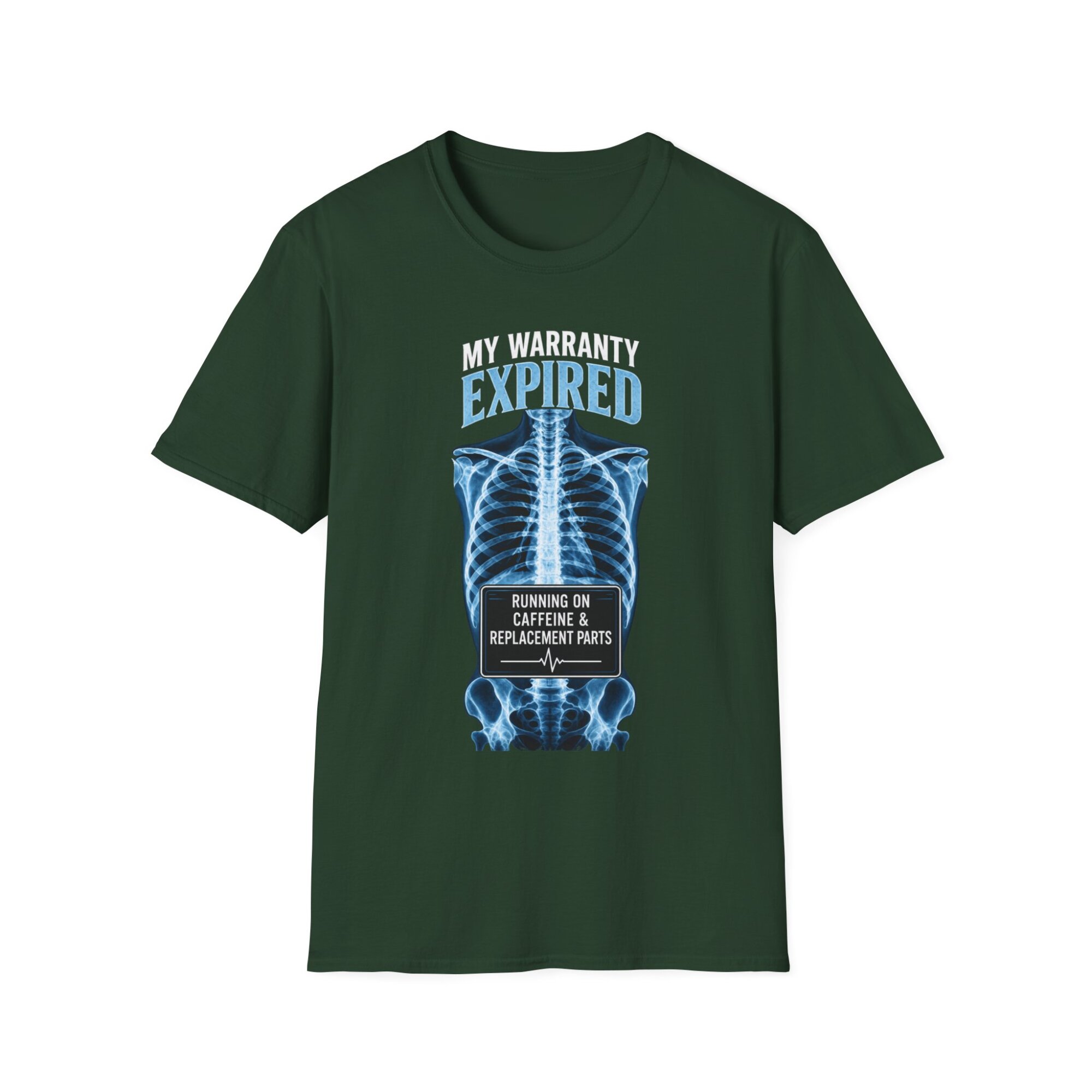 Expired Warranty X-Ray Skeleton T-Shirt | Caffeine Replacement Parts D004 - Image 4