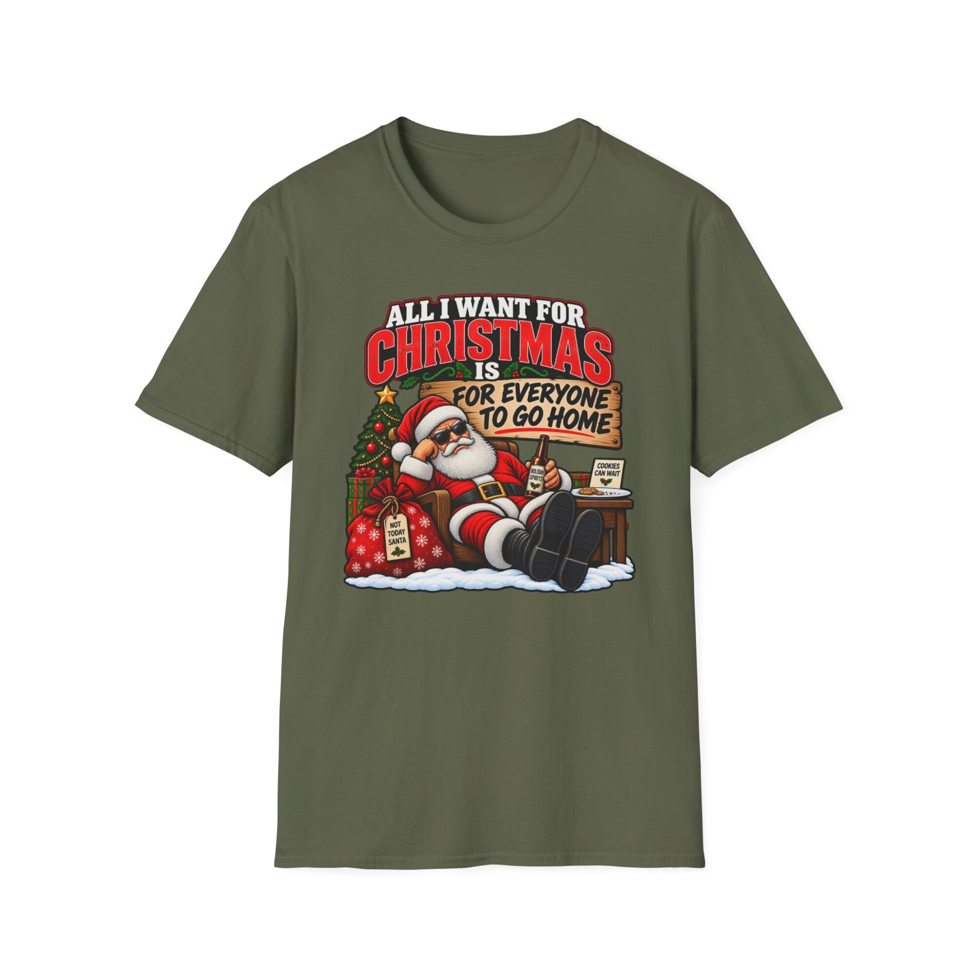 All I Want for Christmas Is for Everyone to Go Home Santa T-Shirt S013 - Image 3