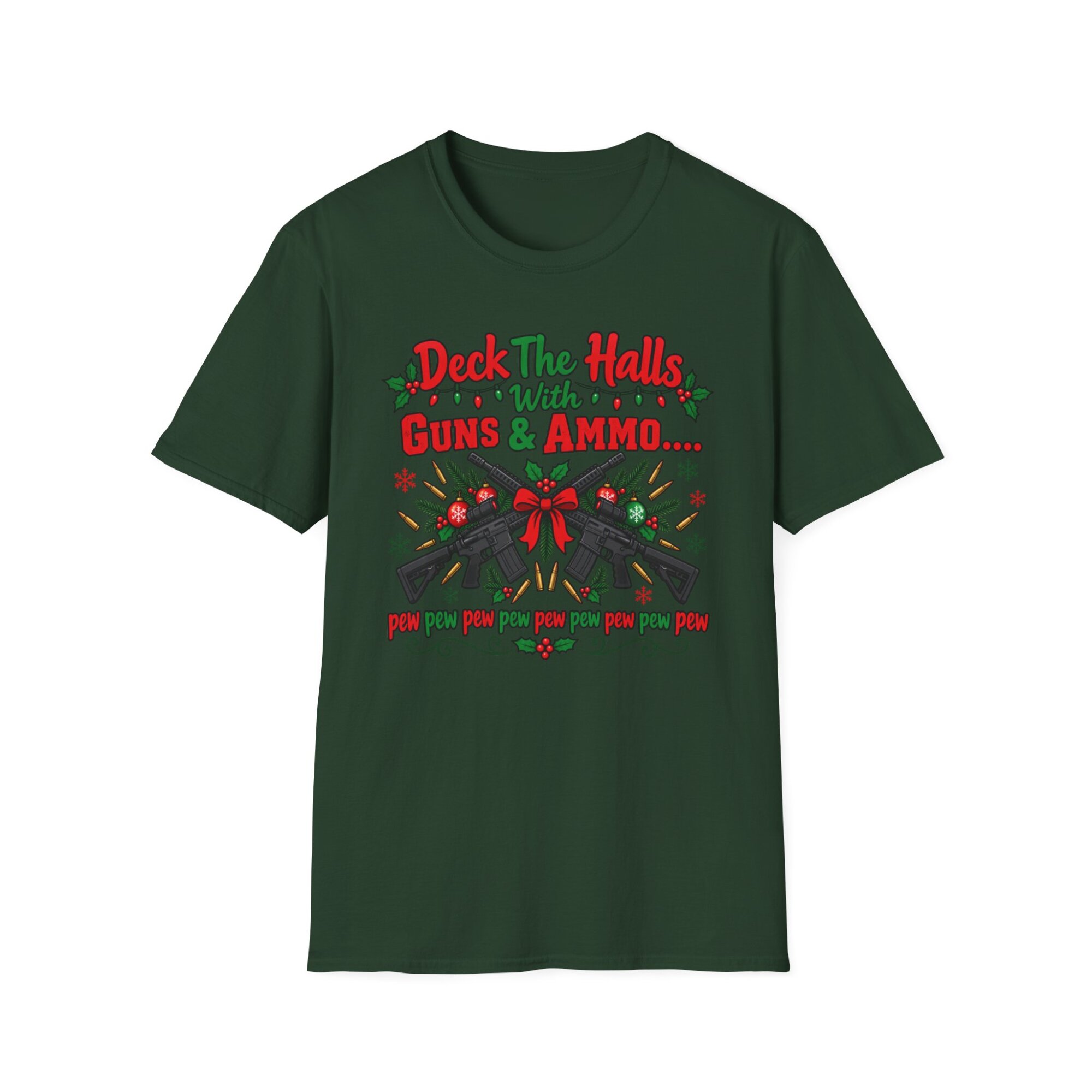 Deck the Halls Guns and Ammo Christmas T-Shirt S016 - Image 5