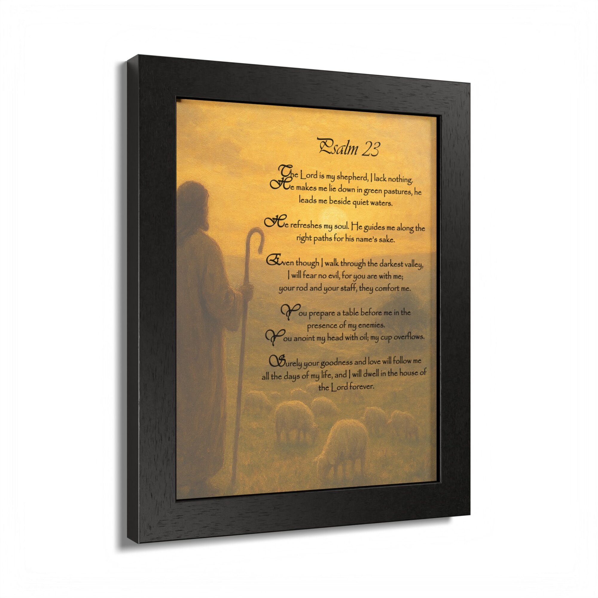 Psalm 23 Wall Art - Christian Shepherd Poster, Scripture Print, Inspirational Bible Verse Decor - Framed Poster, Multi-Color - Image 10