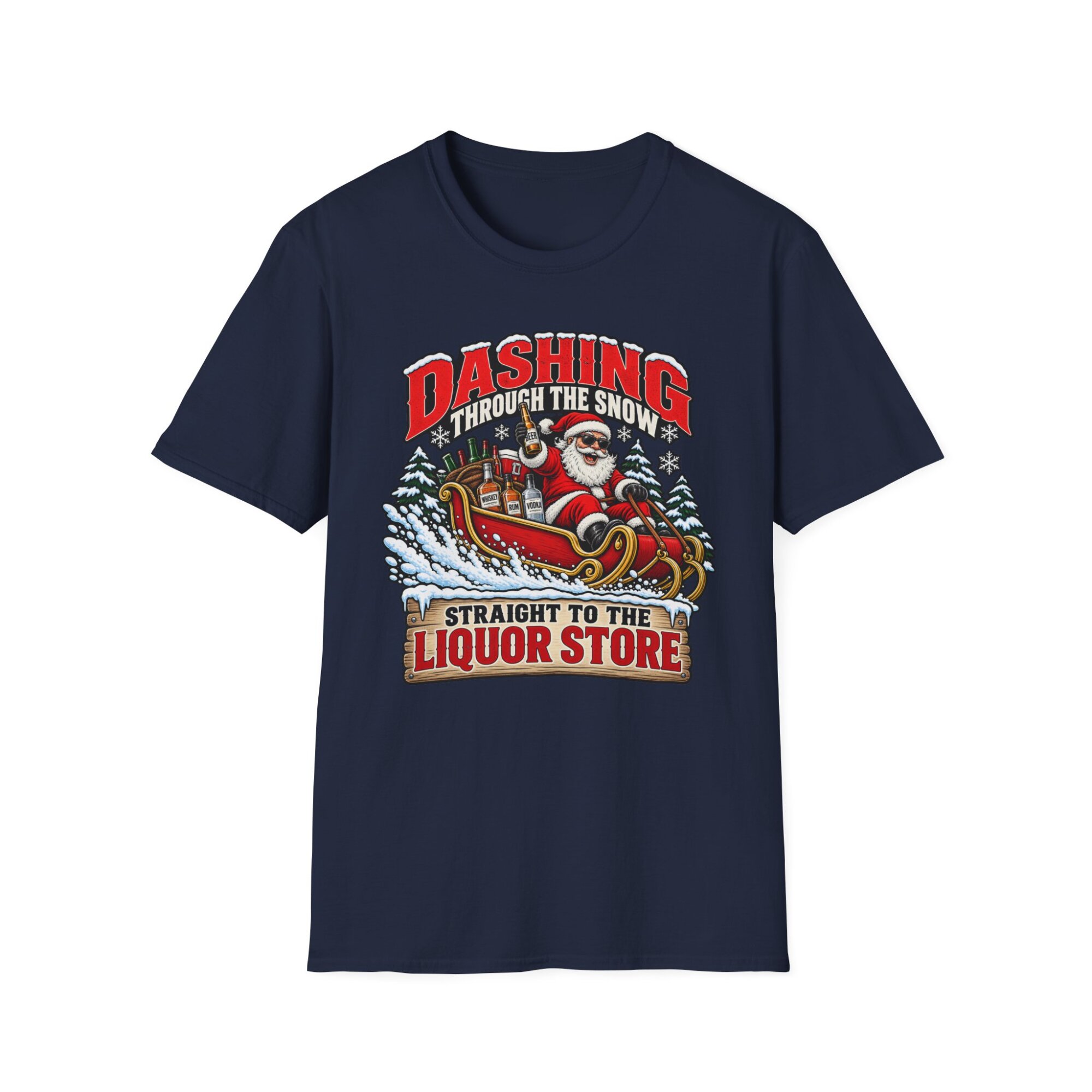 Dashing Through the Snow Santa Liquor Store T-Shirt S002 - Image 6