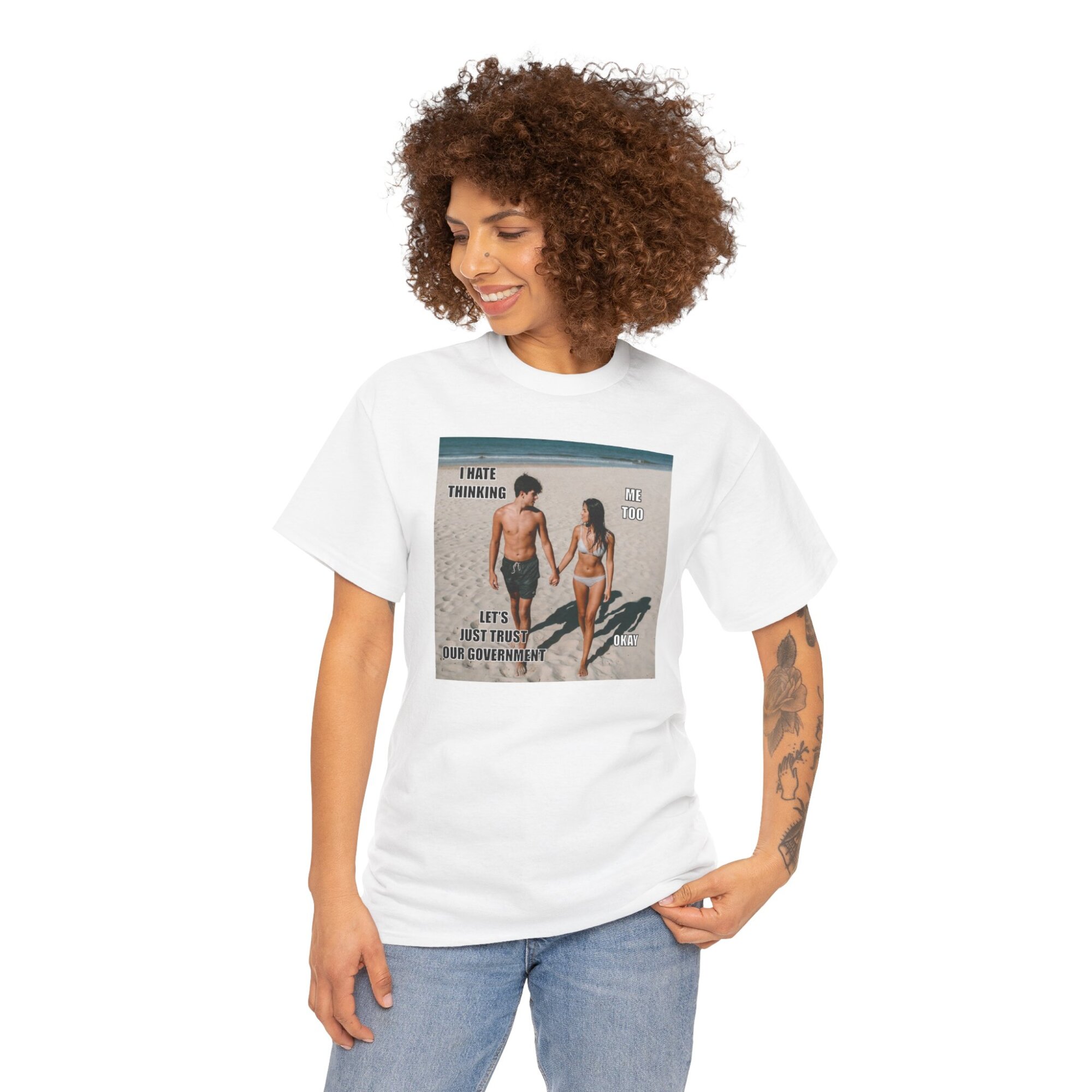 Trusting the Government Is Dumb - Bold Liberty T-Shirt - Unisex Heavy Cotton Tee - Image 2