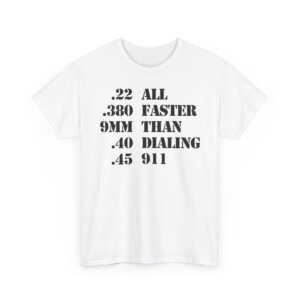 Bold Caliber Statement Tee - Distressed Military Font, Cotton Shirt - Unisex Heavy Cotton Tee