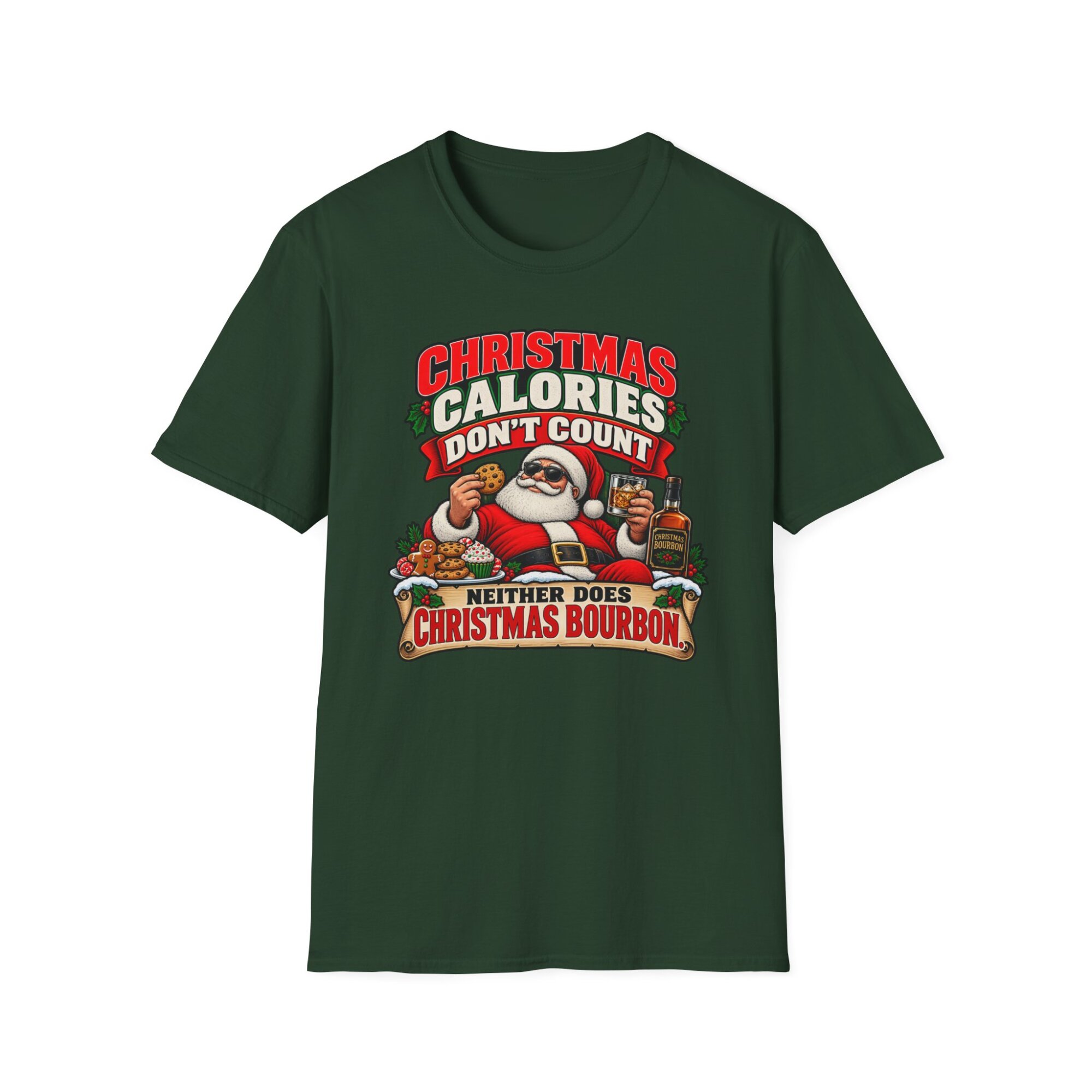 Christmas Calories Don't Count Bourbon Humor T-Shirt S008 - Image 4