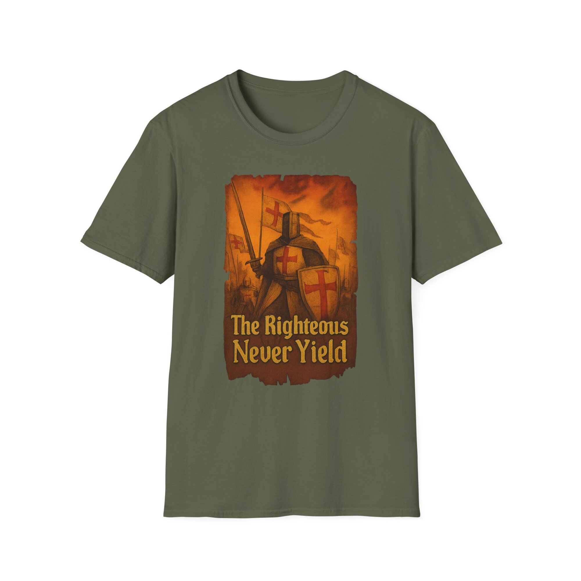 The Righteous Never Yield in bold medieval font - A071 - Image 3