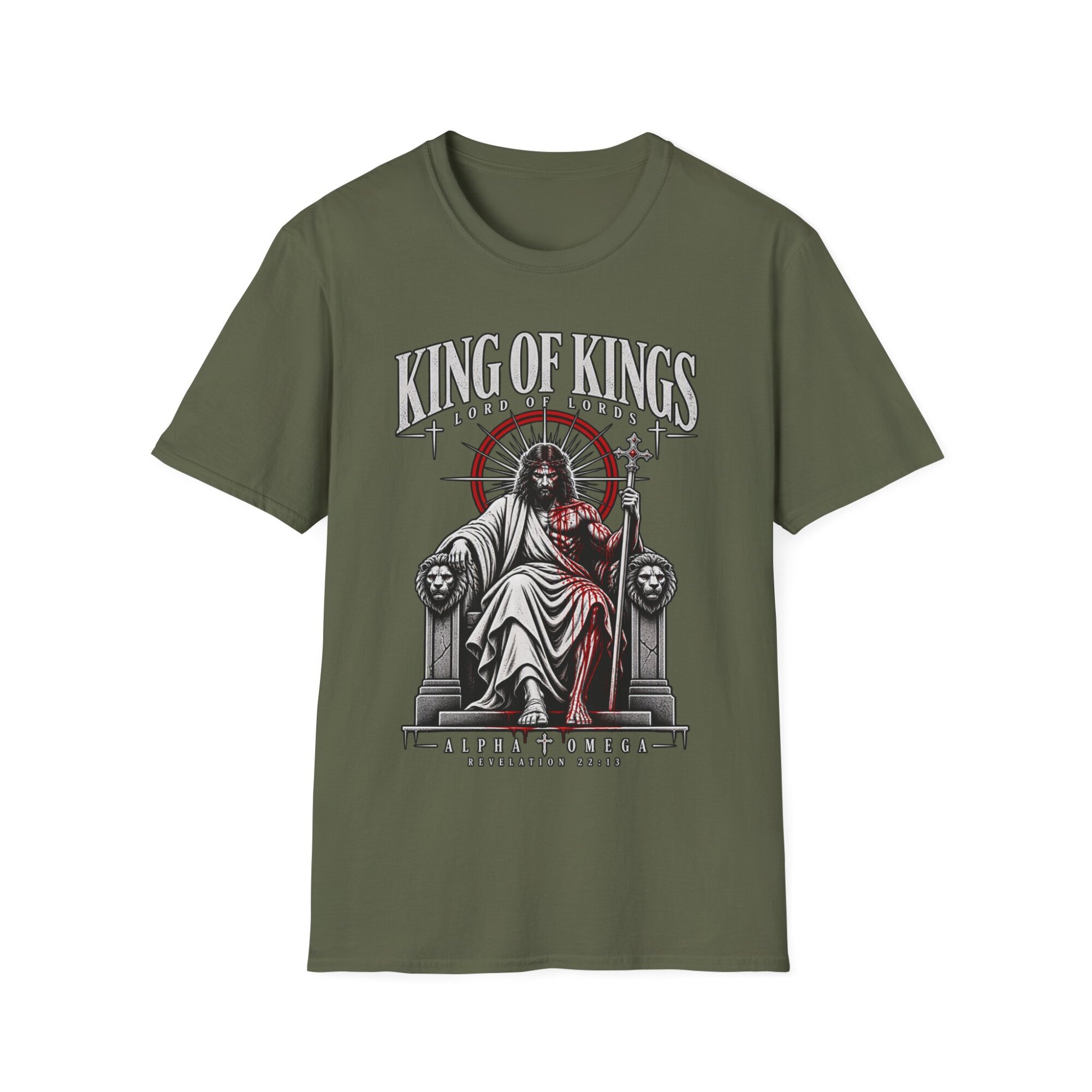 King of Kings Jesus Throne T-Shirt | Christian Religious Artwork - Image 4
