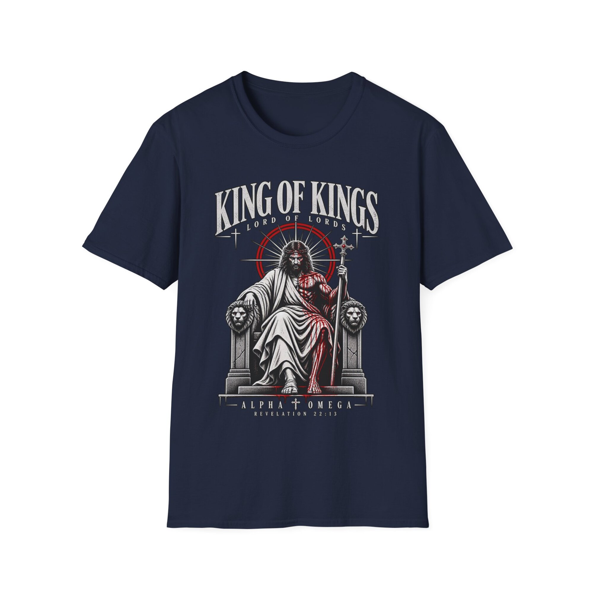 King of Kings Jesus Throne T-Shirt | Christian Religious Artwork - Image 7