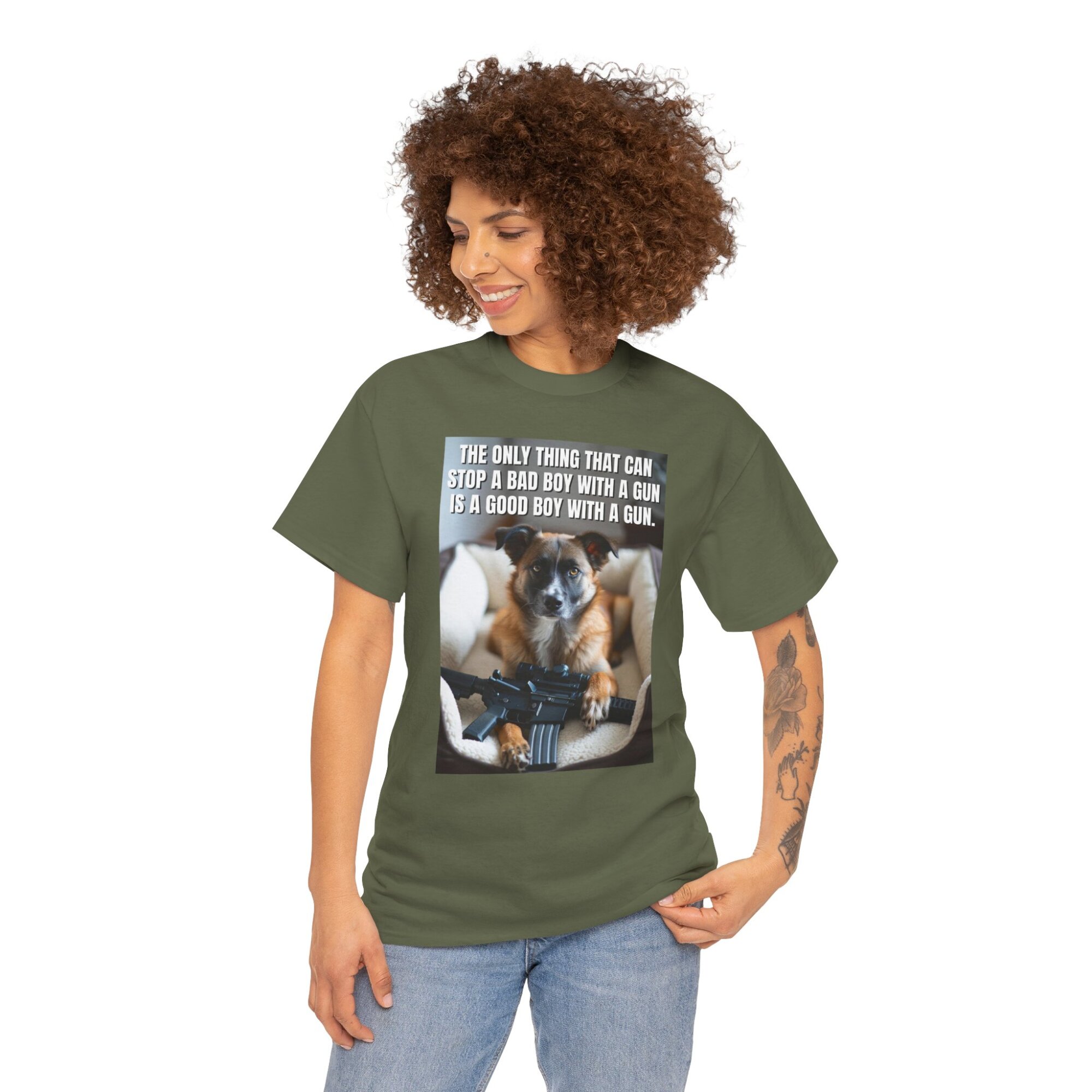 Good Boy With a Gun T-Shirt - Bold Liberty Statement Tee - Unisex Heavy Cotton Tee - Image 6