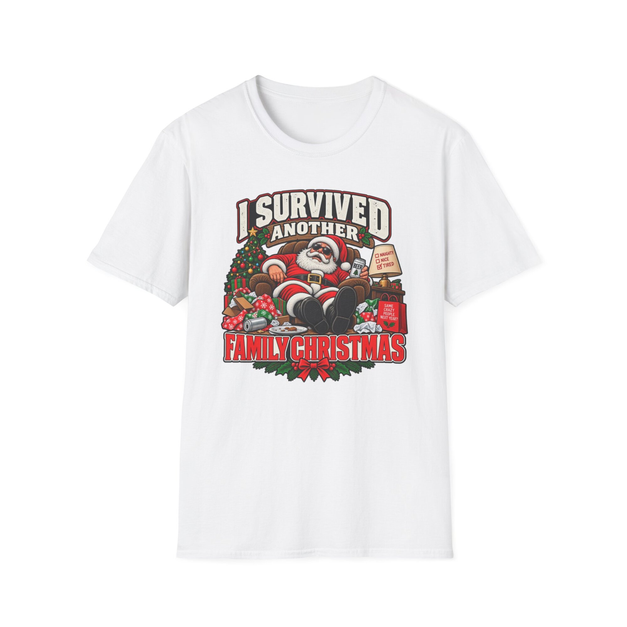 I Survived Another Family Christmas Santa T-Shirt S009