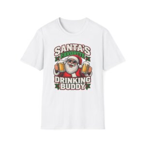Santa's Favorite Drinking Buddy T-Shirt | Christmas Santa Design S003
