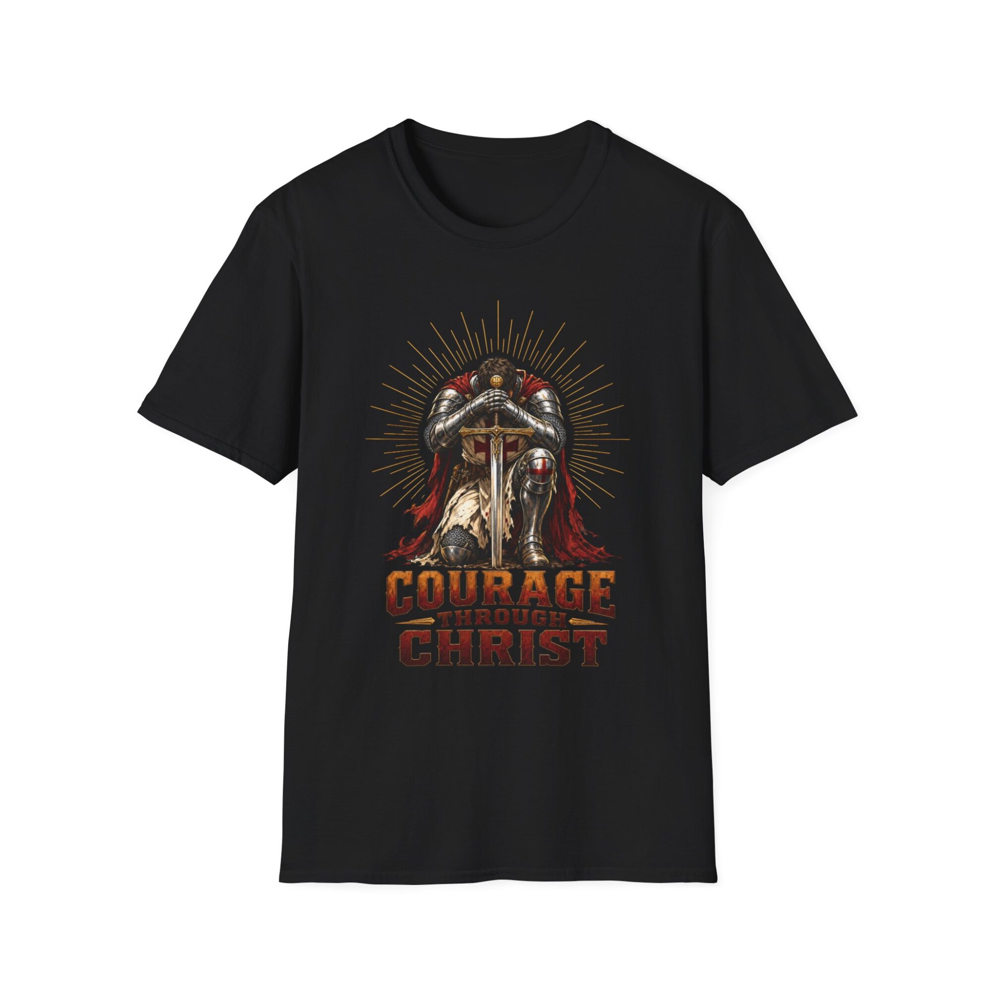Courage Through Christ Religious Graphic T-Shirt C005 - Image 3