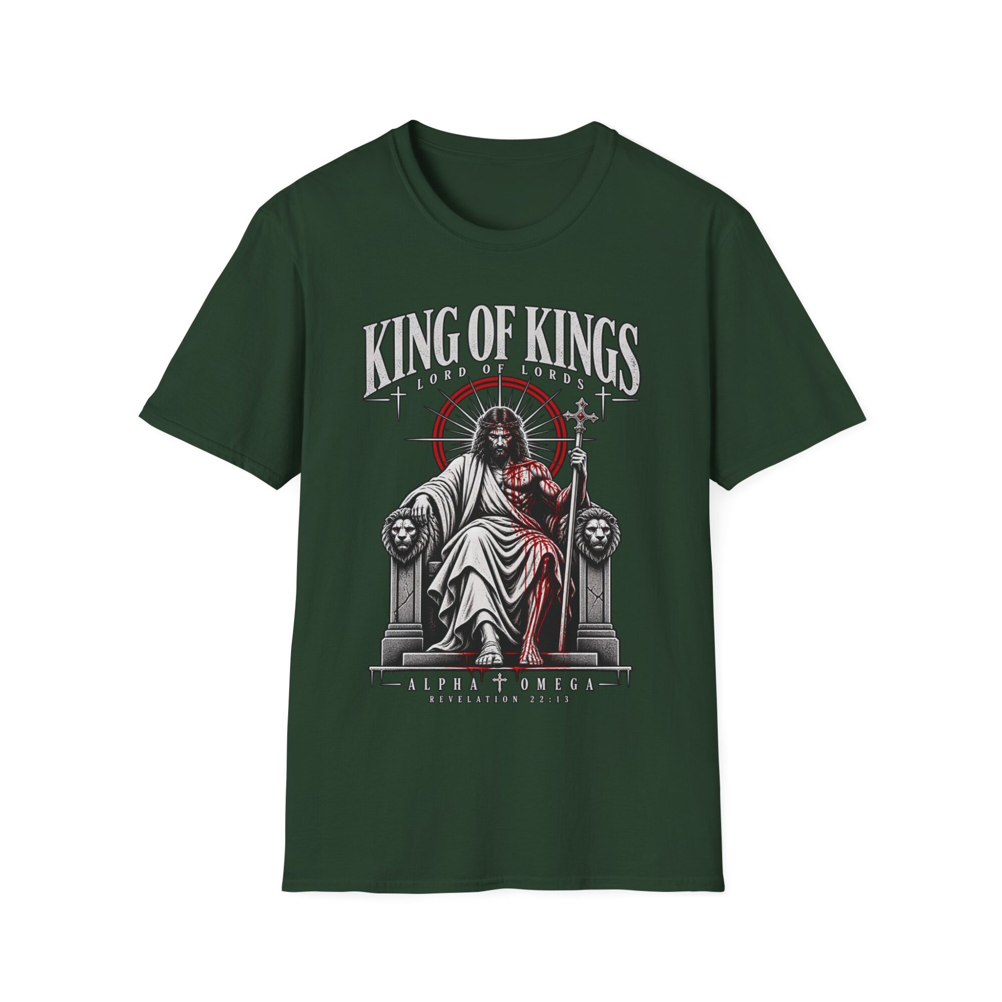 King of Kings Jesus Throne T-Shirt | Christian Religious Artwork - Image 5