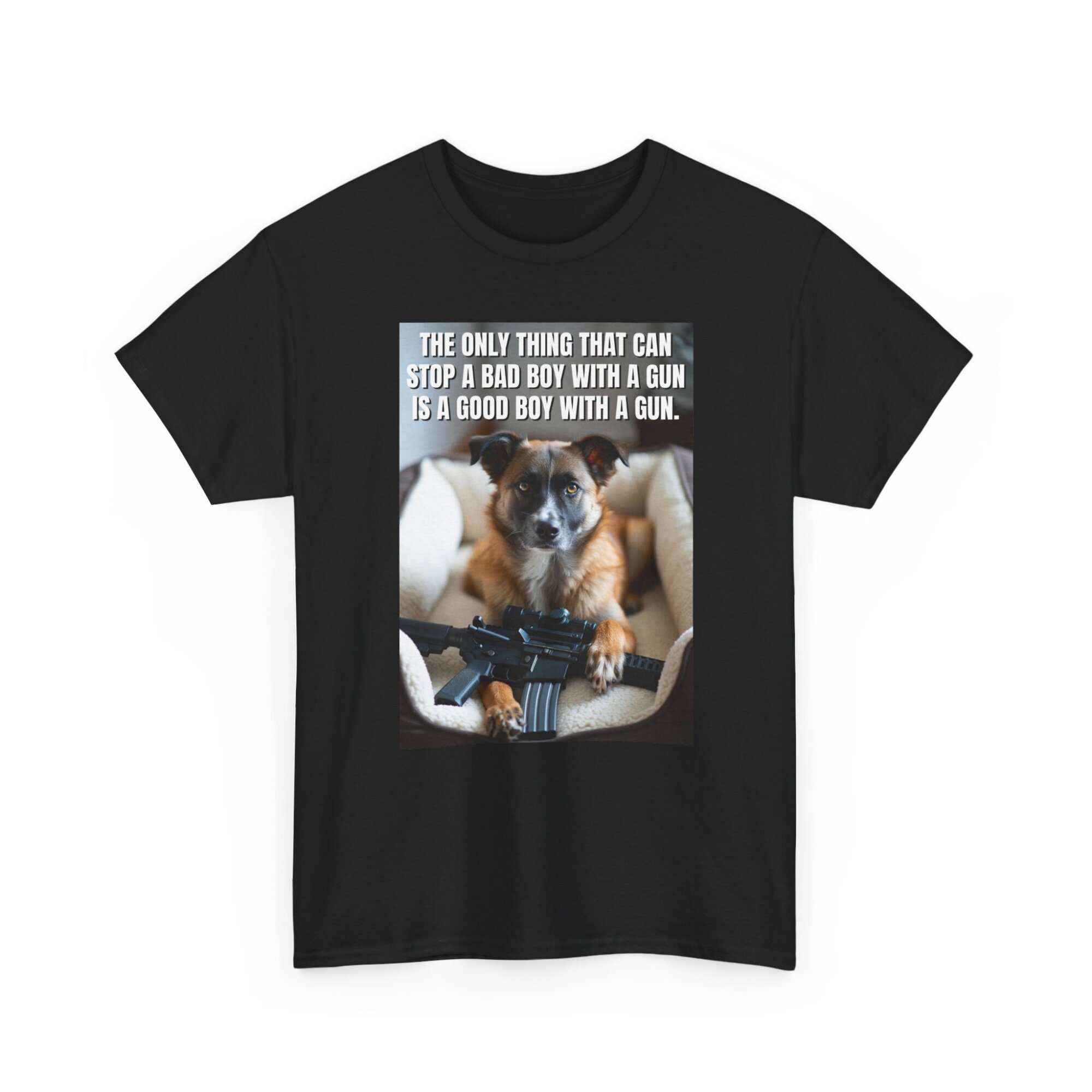 Good Boy With a Gun T-Shirt - Bold Liberty Statement Tee - Unisex Heavy Cotton Tee - Image 3