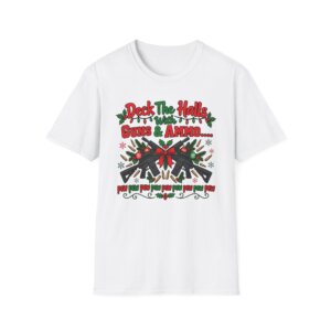 Deck the Halls Guns and Ammo Christmas T-Shirt S016
