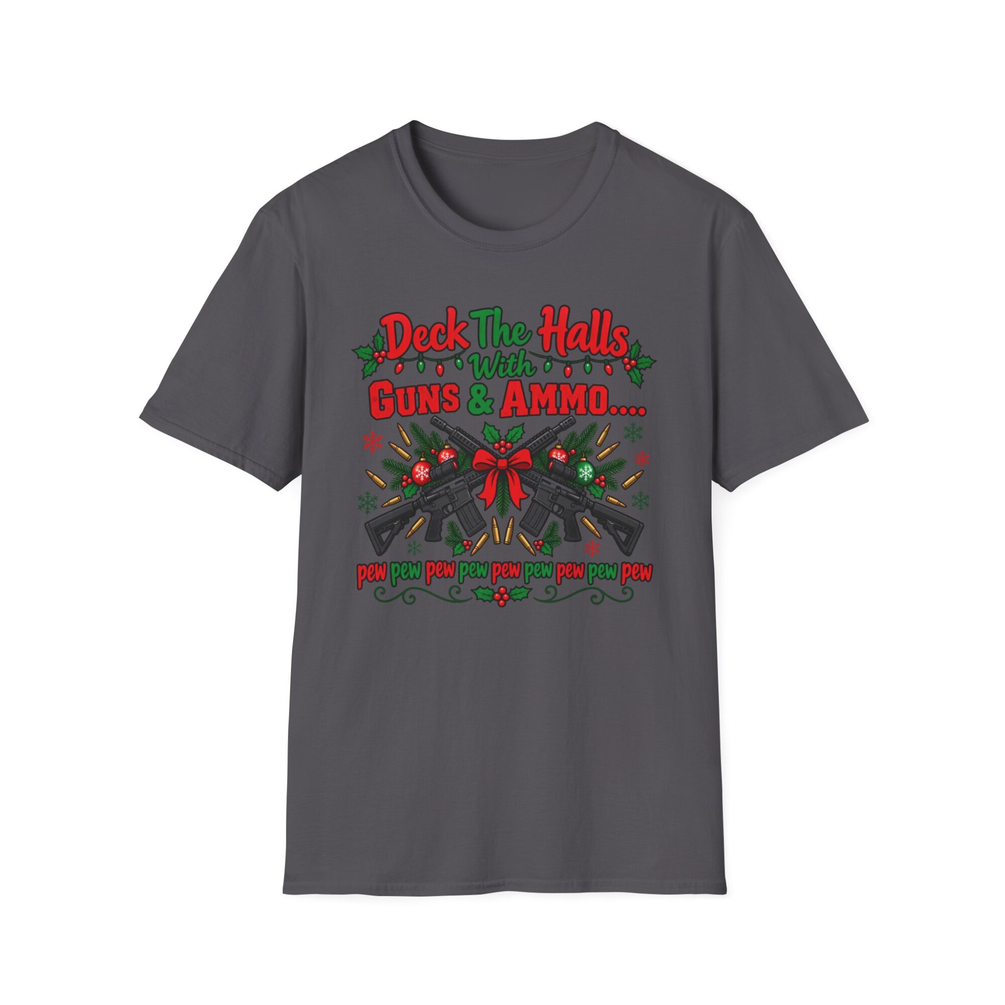 Deck the Halls Guns and Ammo Christmas T-Shirt S016 - Image 6
