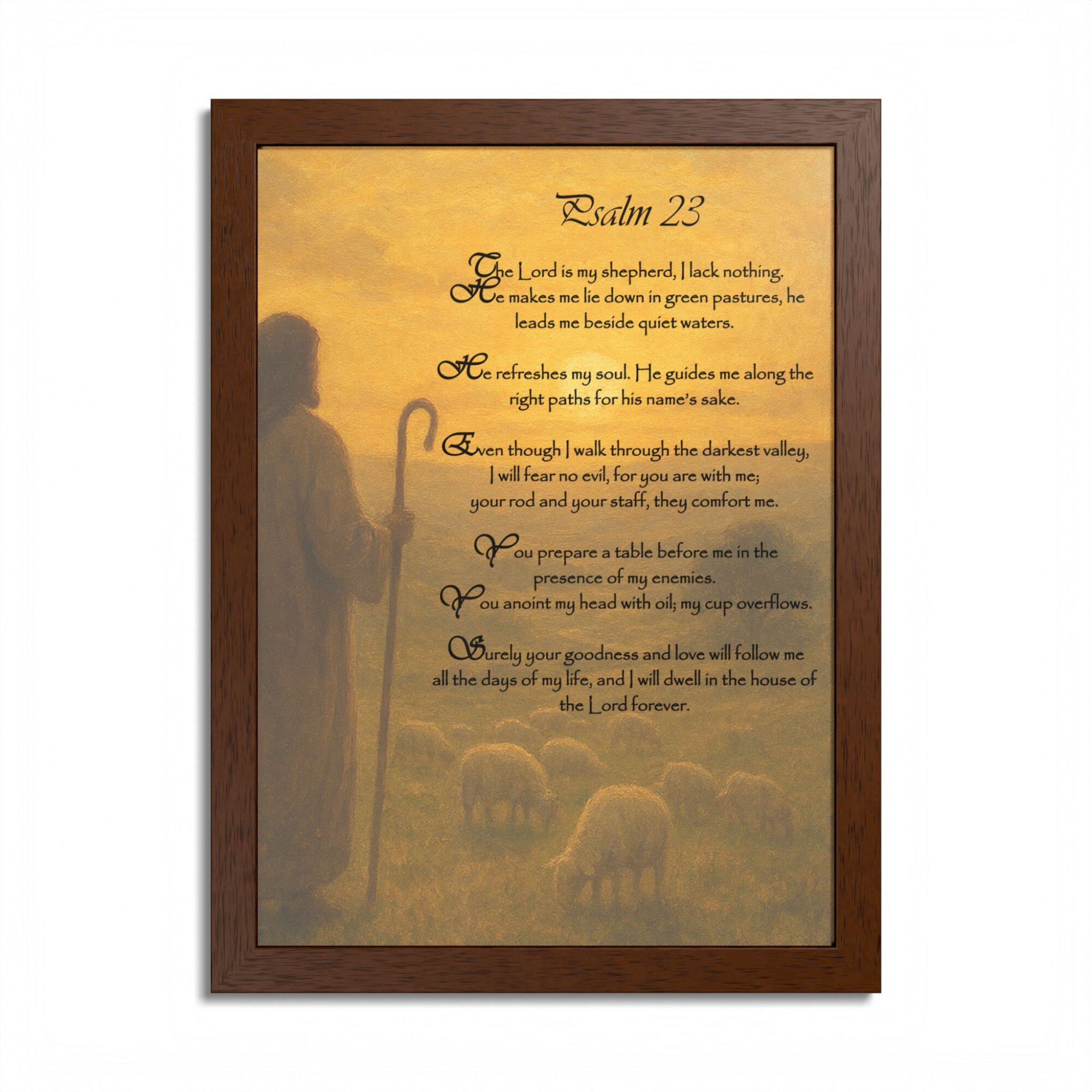 Psalm 23 Wall Art - Christian Shepherd Poster, Scripture Print, Inspirational Bible Verse Decor - Framed Poster, Multi-Color - Image 13