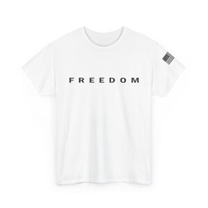 FREEDOM T-Shirt with American Flag Sleeve - Patriotic USA Tee