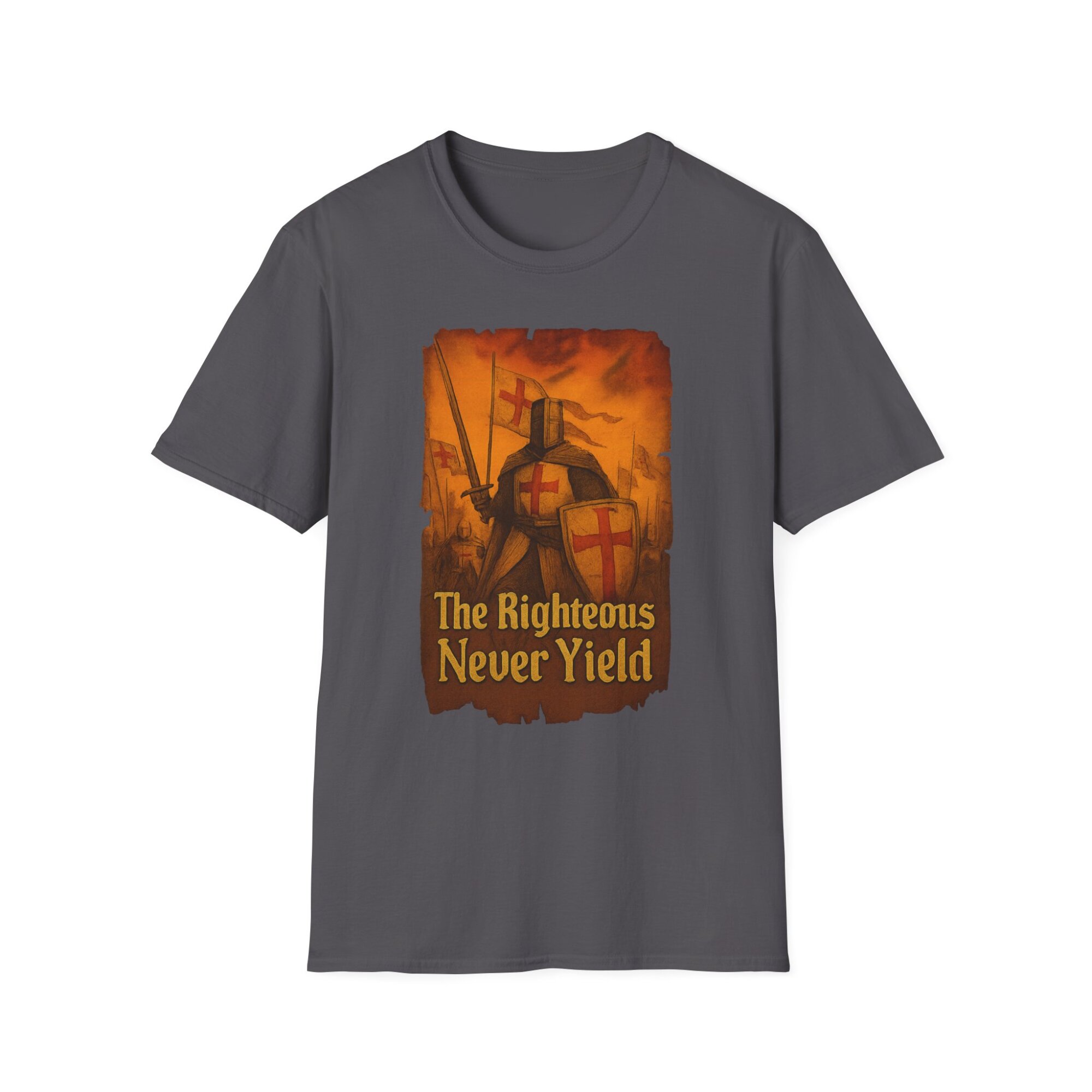 The Righteous Never Yield in bold medieval font - A071 - Image 5