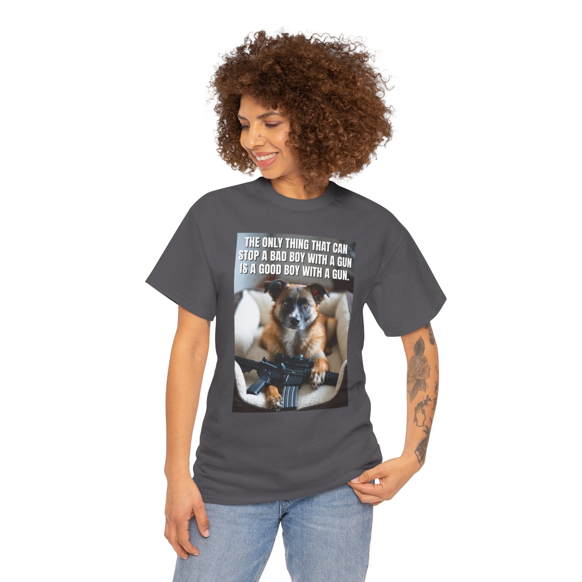 Good Boy With a Gun T-Shirt - Bold Liberty Statement Tee - Unisex Heavy Cotton Tee - Image 8