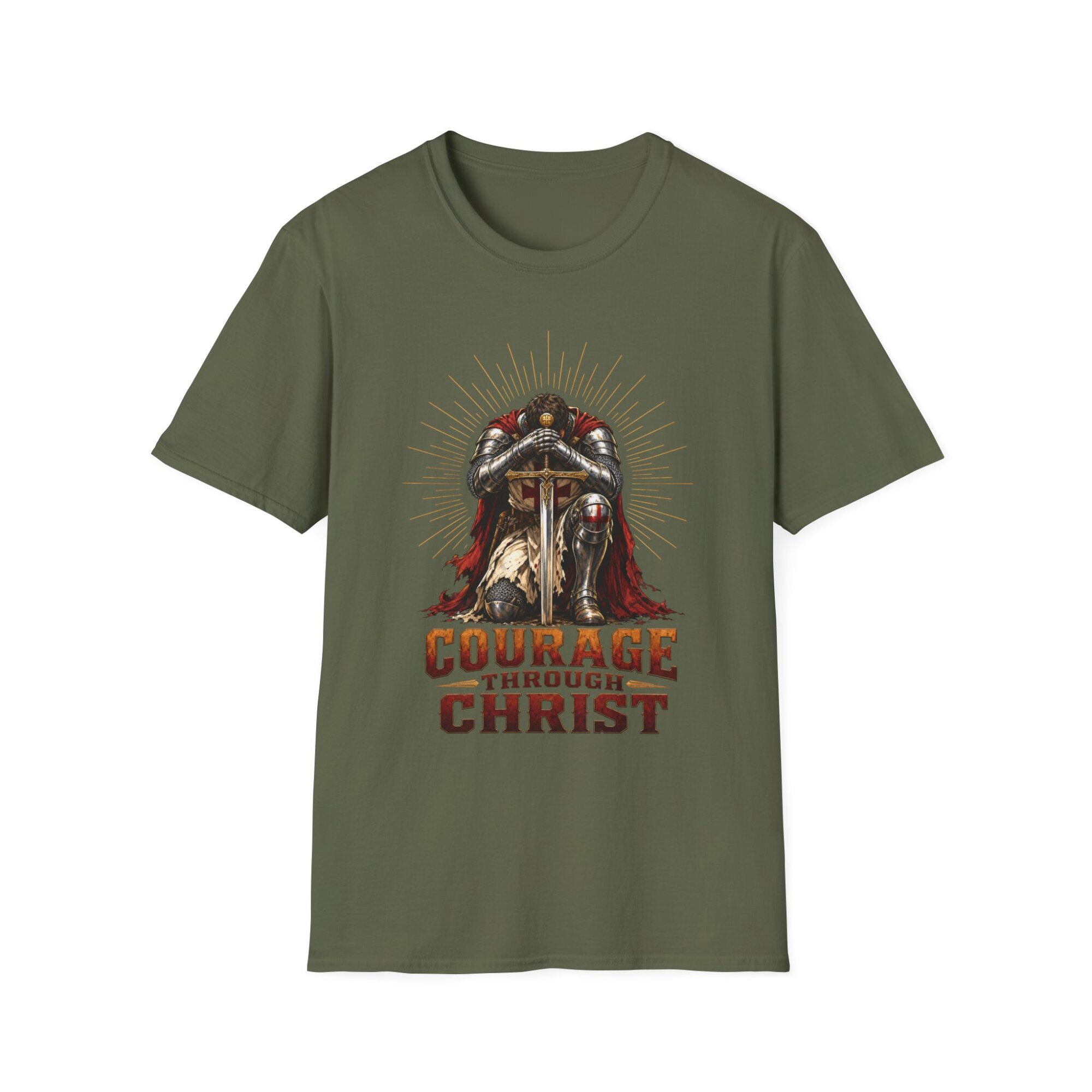 Courage Through Christ Religious Graphic T-Shirt C005 - Image 4