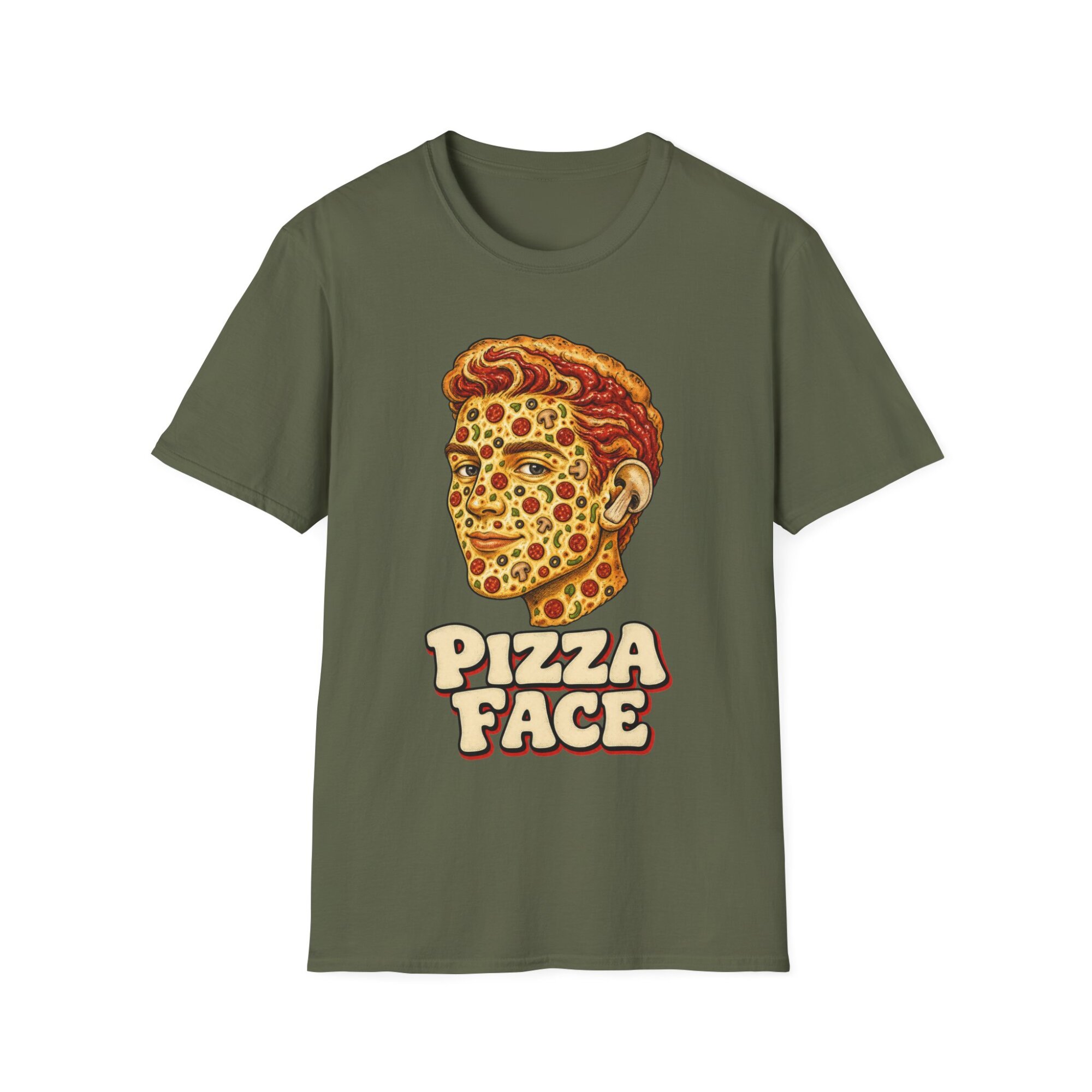Pizza Face Graphic T-Shirt - D001 - Image 3