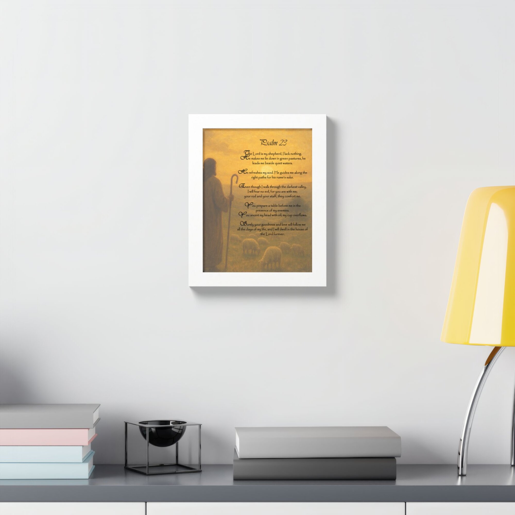 Psalm 23 Wall Art - Christian Shepherd Poster, Scripture Print, Inspirational Bible Verse Decor - Framed Poster, Multi-Color - Image 7