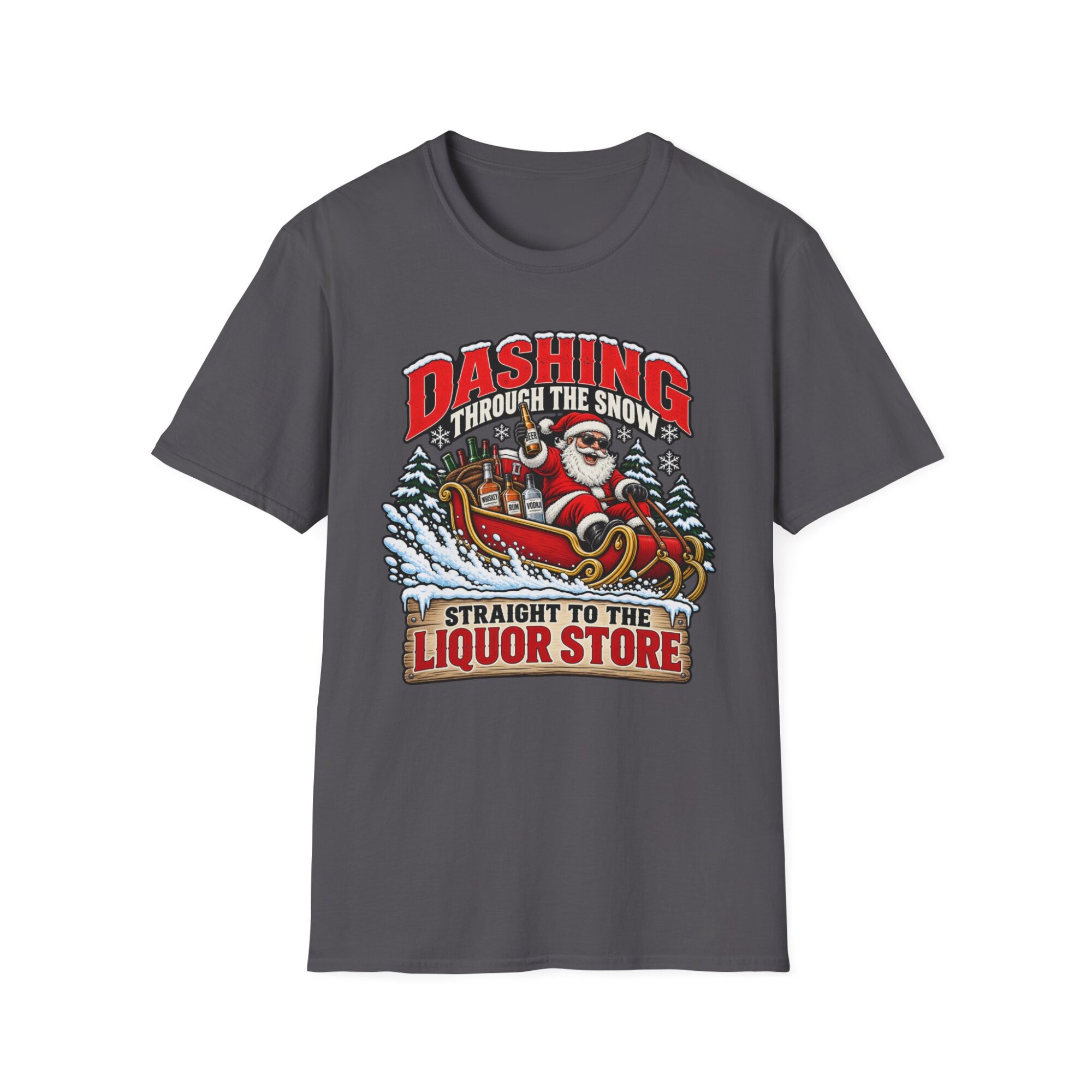 Dashing Through the Snow Santa Liquor Store T-Shirt S002 - Image 5