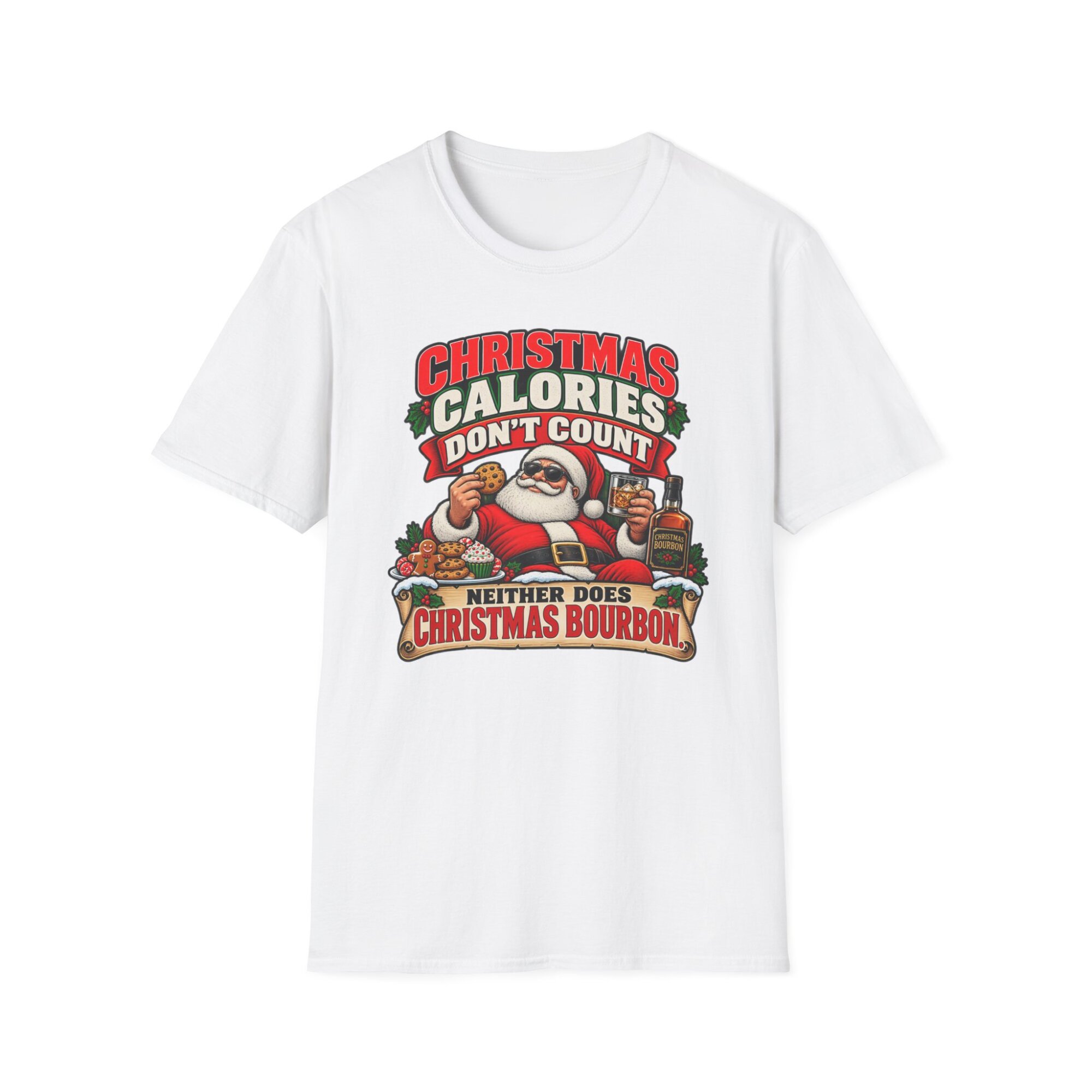 Christmas Calories Don't Count Bourbon Humor T-Shirt S008