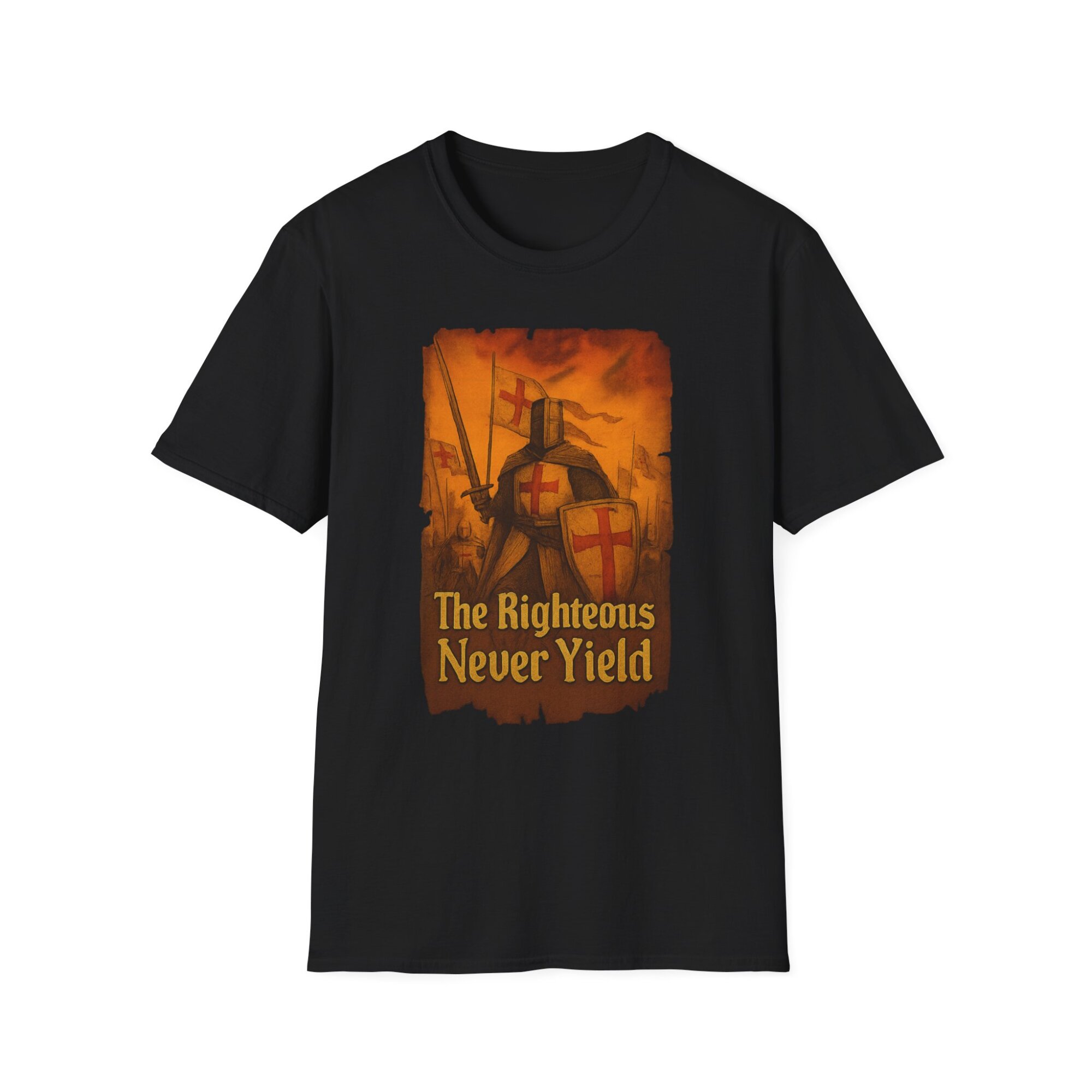 The Righteous Never Yield in bold medieval font - A071 - Image 2