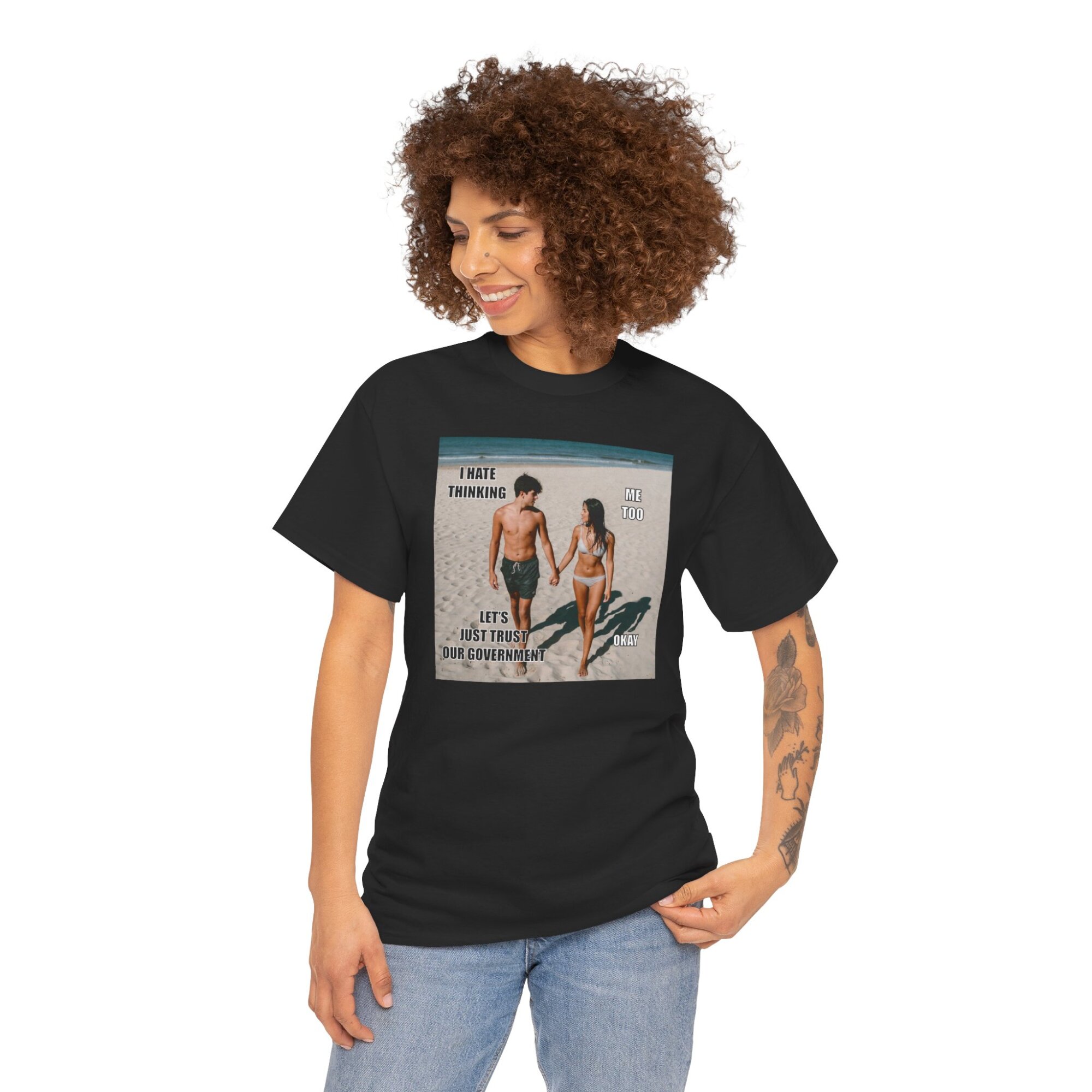 Trusting the Government Is Dumb - Bold Liberty T-Shirt - Unisex Heavy Cotton Tee - Image 4