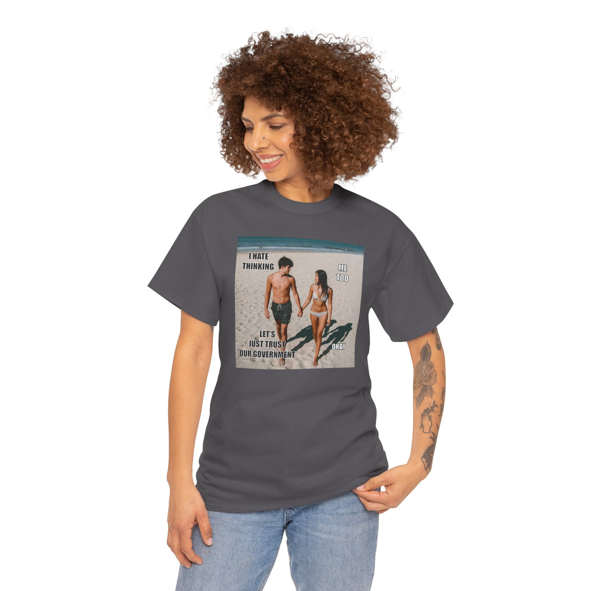 Trusting the Government Is Dumb - Bold Liberty T-Shirt - Unisex Heavy Cotton Tee - Image 8