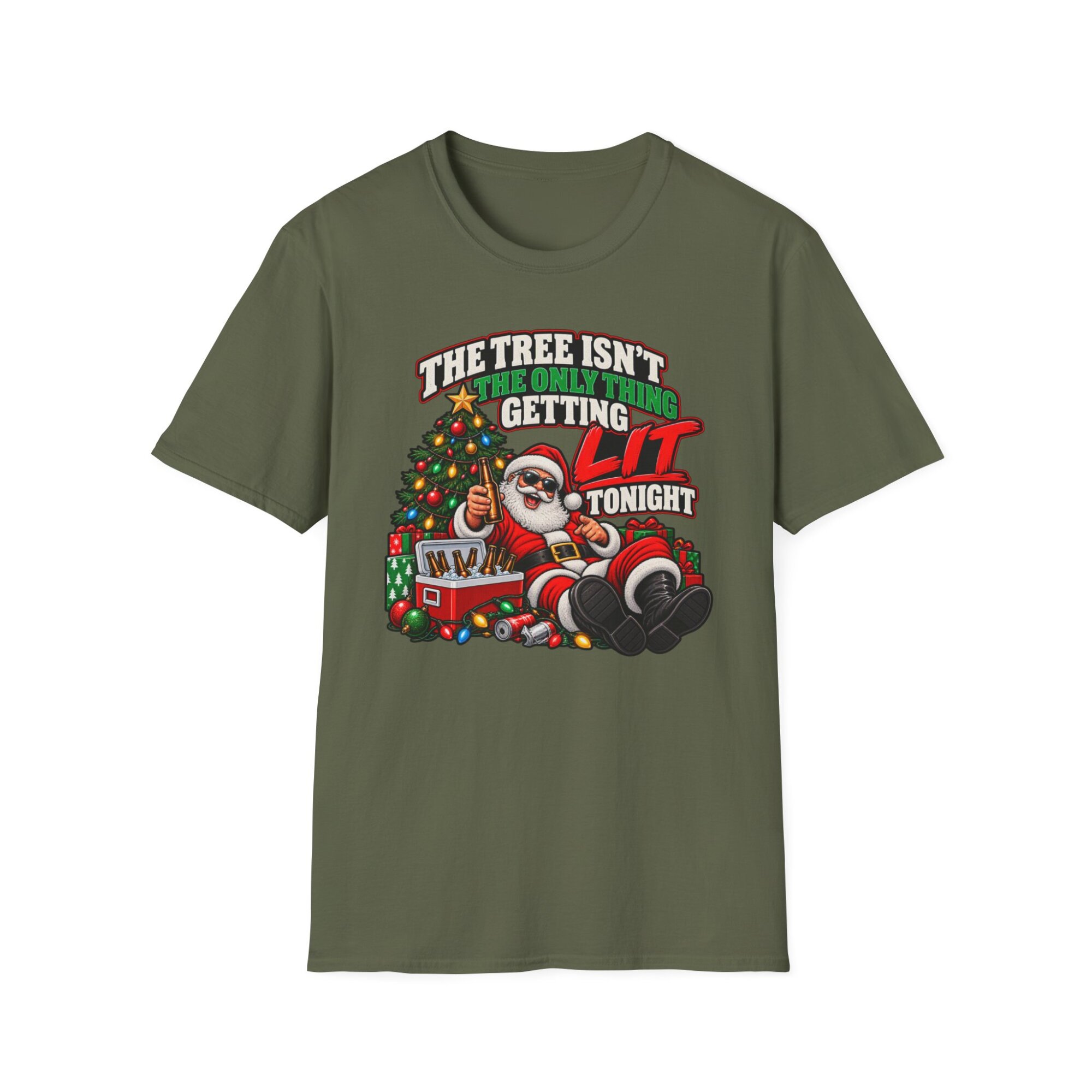 Santa Christmas Party T-Shirt, The Three Isn't Funny Getting Lit Tonight S011 - Image 3