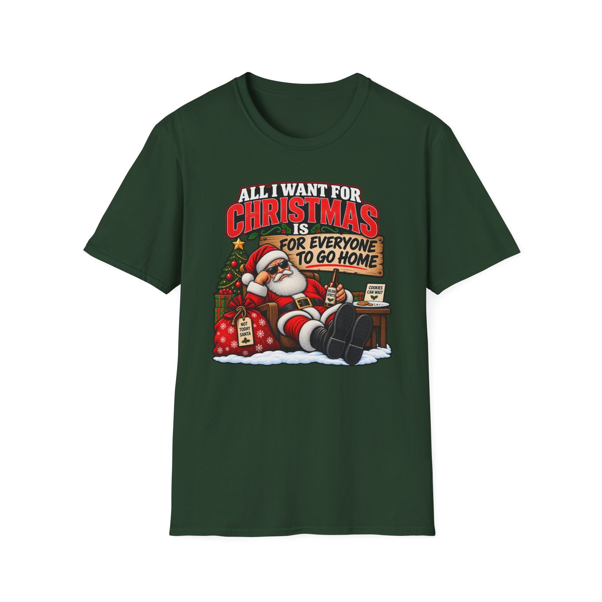 All I Want for Christmas Is for Everyone to Go Home Santa T-Shirt S013 - Image 4