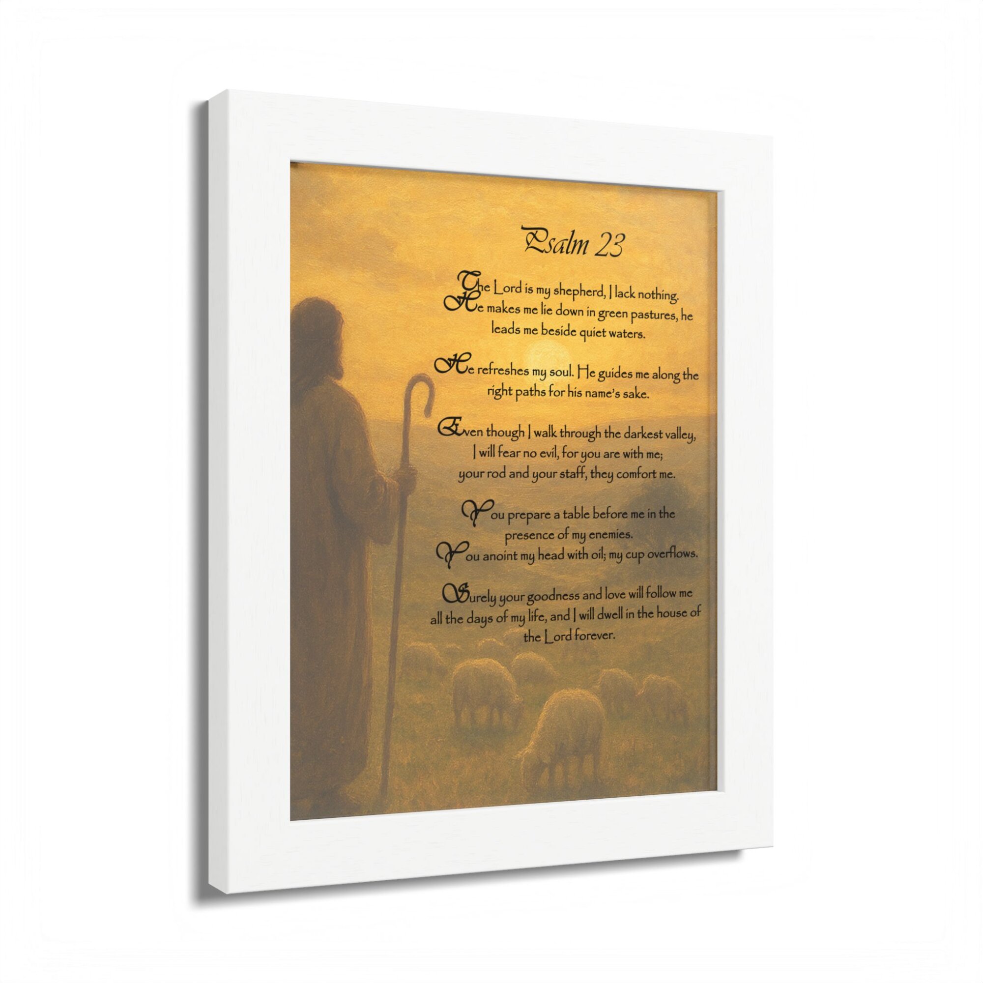 Psalm 23 Wall Art - Christian Shepherd Poster, Scripture Print, Inspirational Bible Verse Decor - Framed Poster, Multi-Color - Image 6