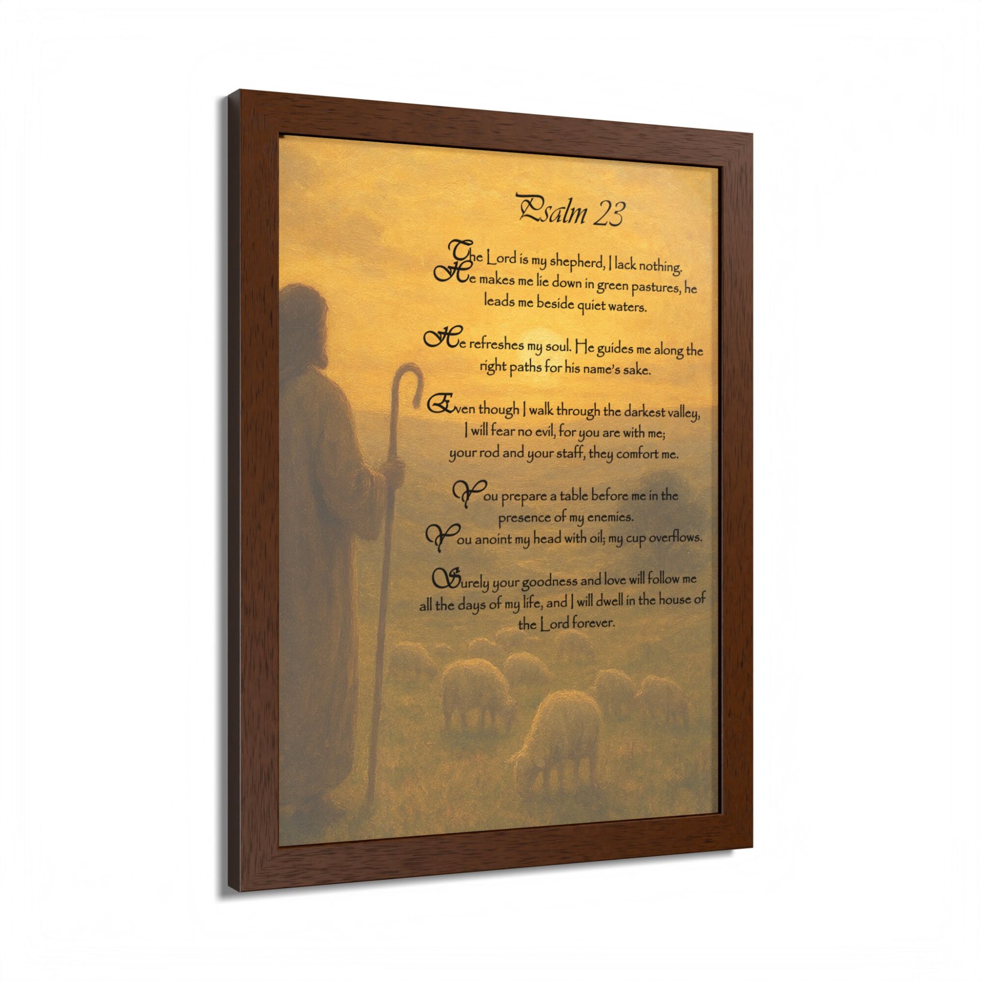 Psalm 23 Wall Art - Christian Shepherd Poster, Scripture Print, Inspirational Bible Verse Decor - Framed Poster, Multi-Color - Image 14