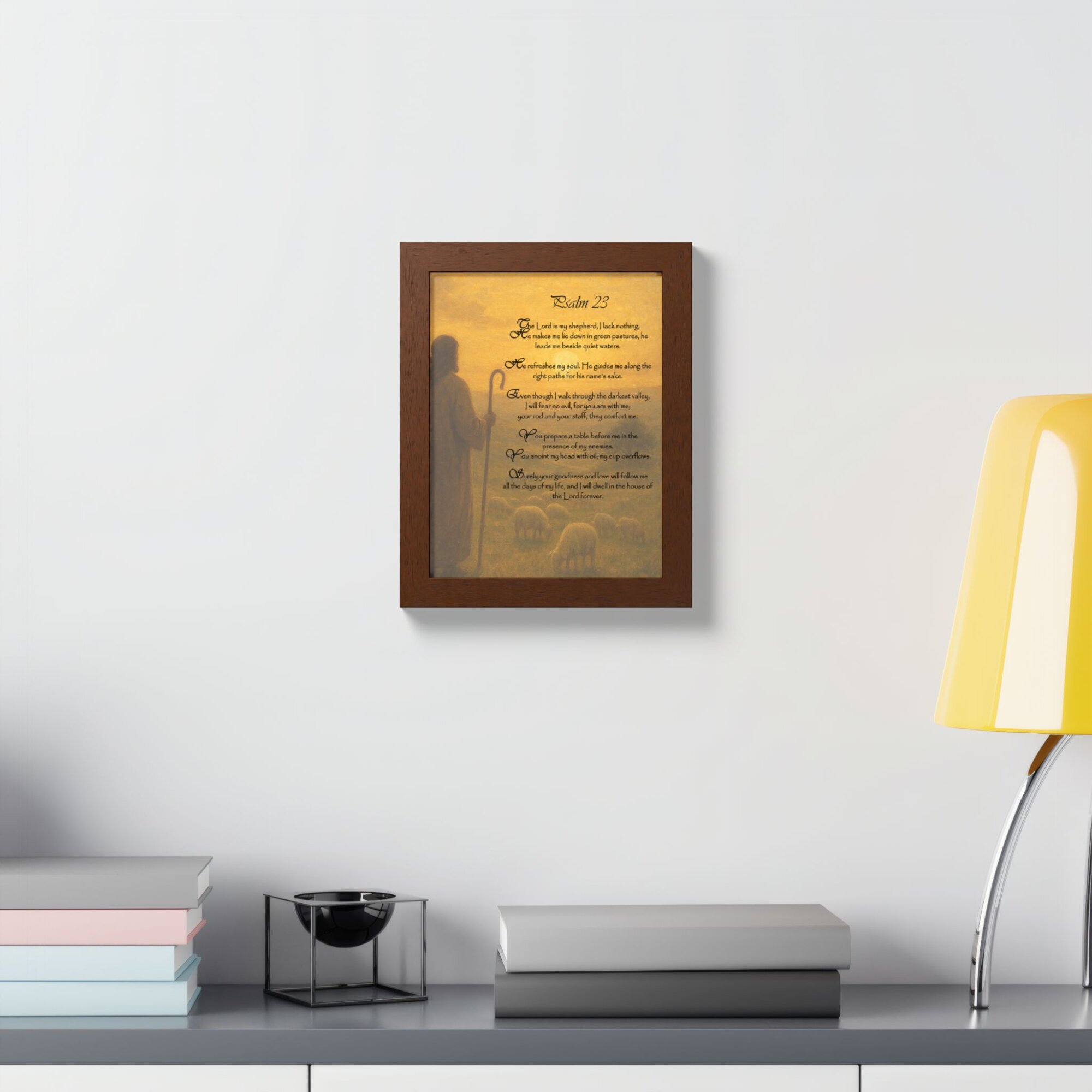 Psalm 23 Wall Art - Christian Shepherd Poster, Scripture Print, Inspirational Bible Verse Decor - Framed Poster, Multi-Color - Image 3