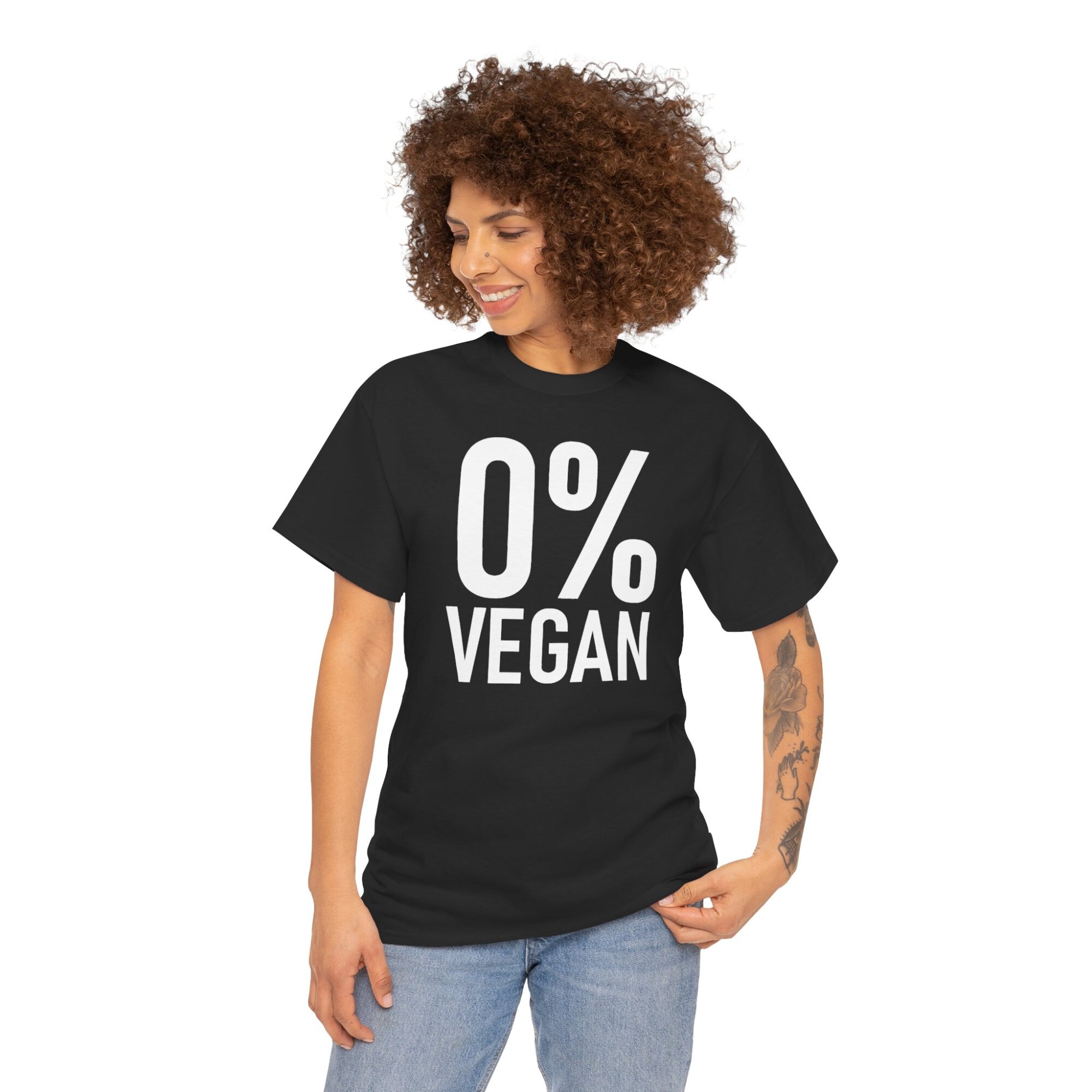 Zero Percent Vegan T-Shirt - Funny Carnivore Statement Tee - Unisex Heavy Cotton Tee - Image 4