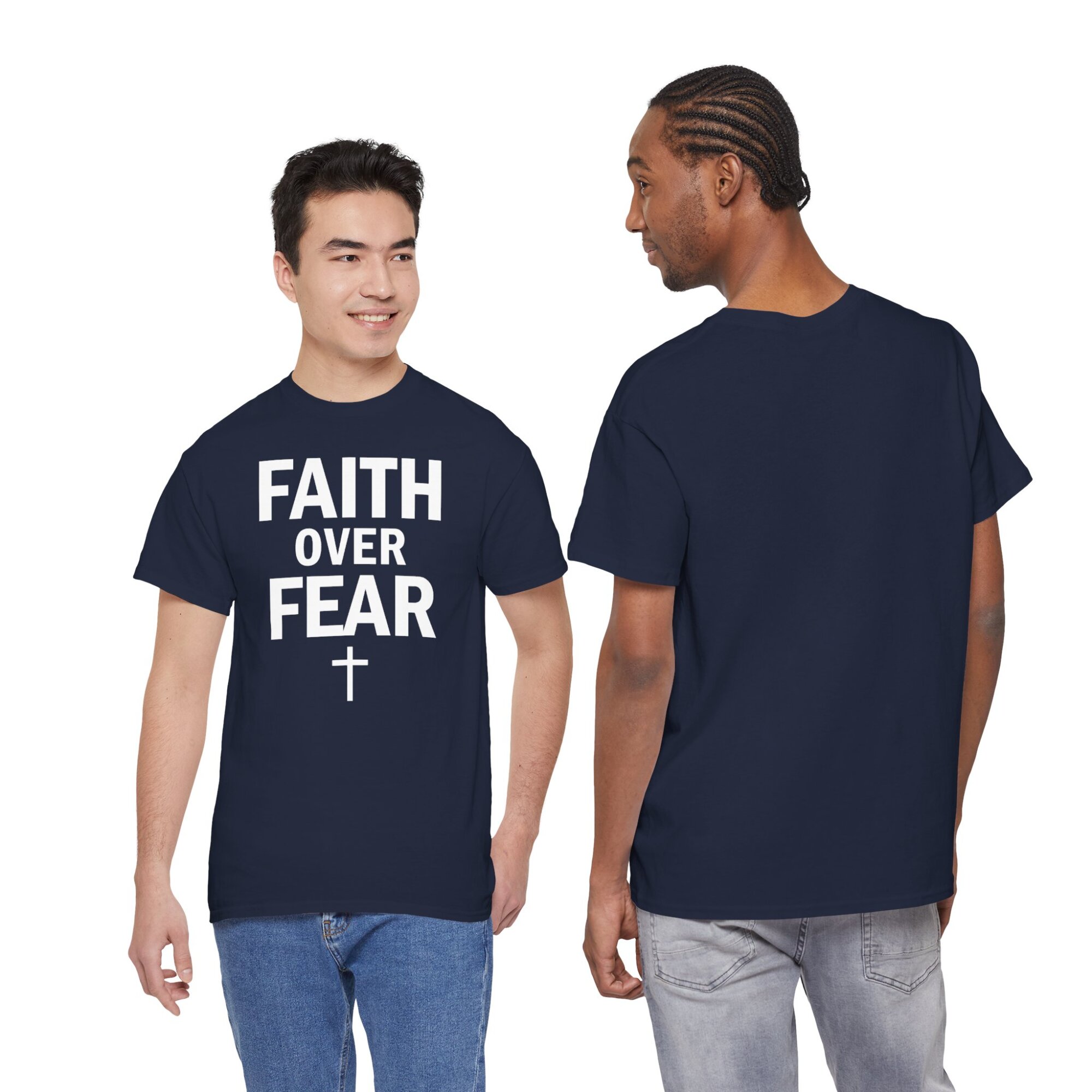 Faith Over Fear Bold Christian Typography Shirt Unisex Heavy Cotton Tee - Image 3