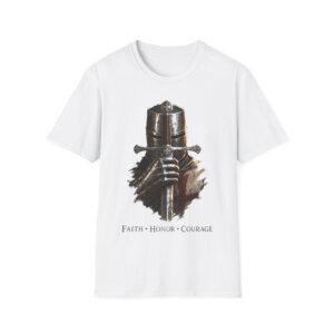Knight Helmet and Sword Faith Honor Courage T-Shirt C004