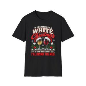 White Christmas Red Wine Typography T-Shirt S001
