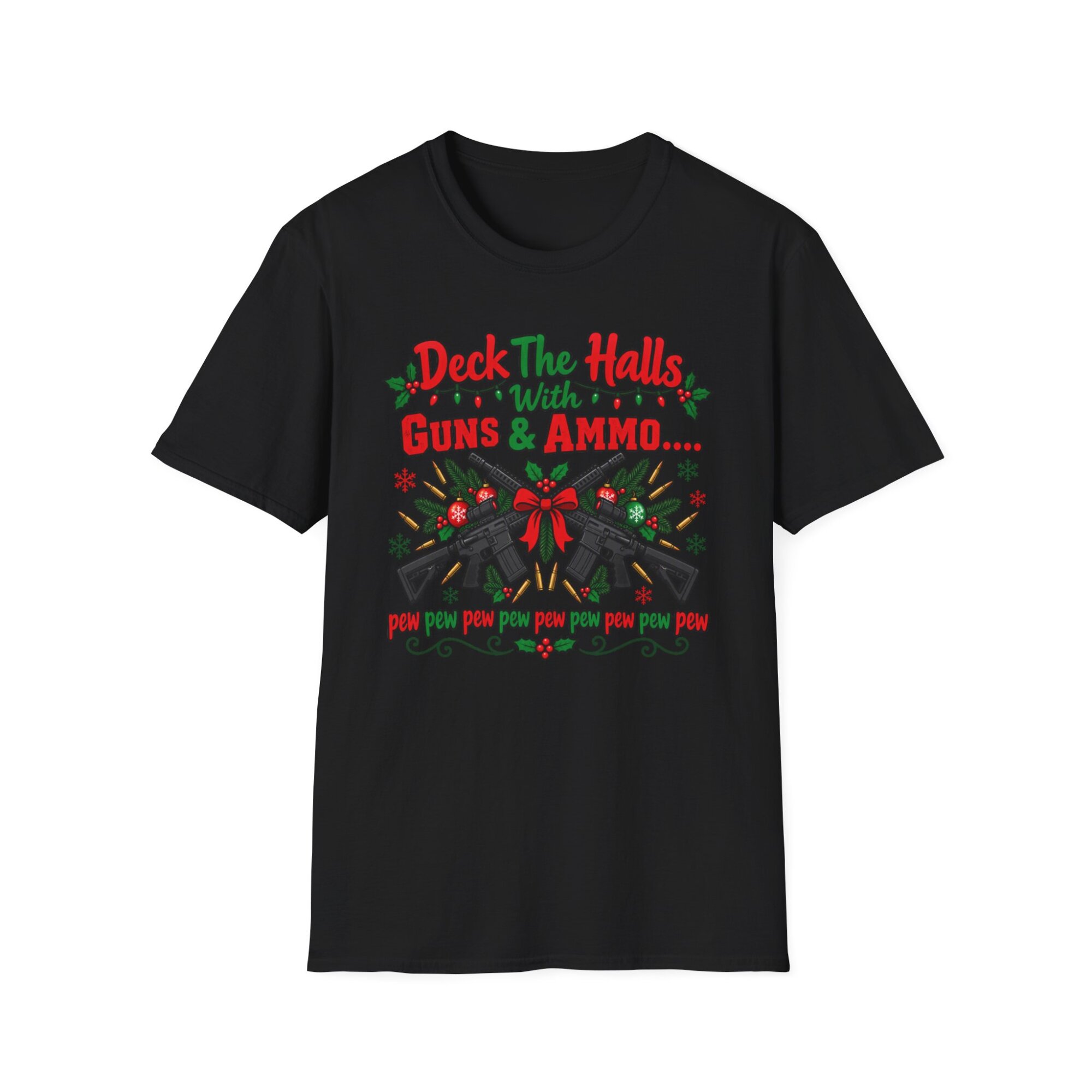 Deck the Halls Guns and Ammo Christmas T-Shirt S016 - Image 3