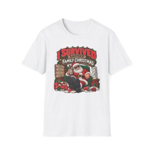 I Survived Another Family Christmas T-Shirt, Santa Chair Design S015
